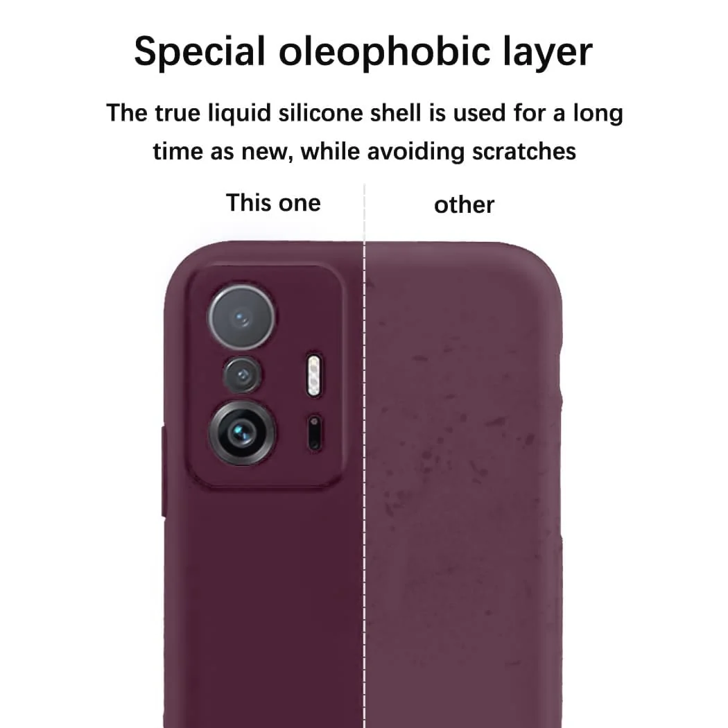 DL3 Mobilak Soft Silicone Protective Case for Xiaomi 11T / Xiaomi 11 T Pro with Microfiber Lining and Shockproof Design - Wine Red