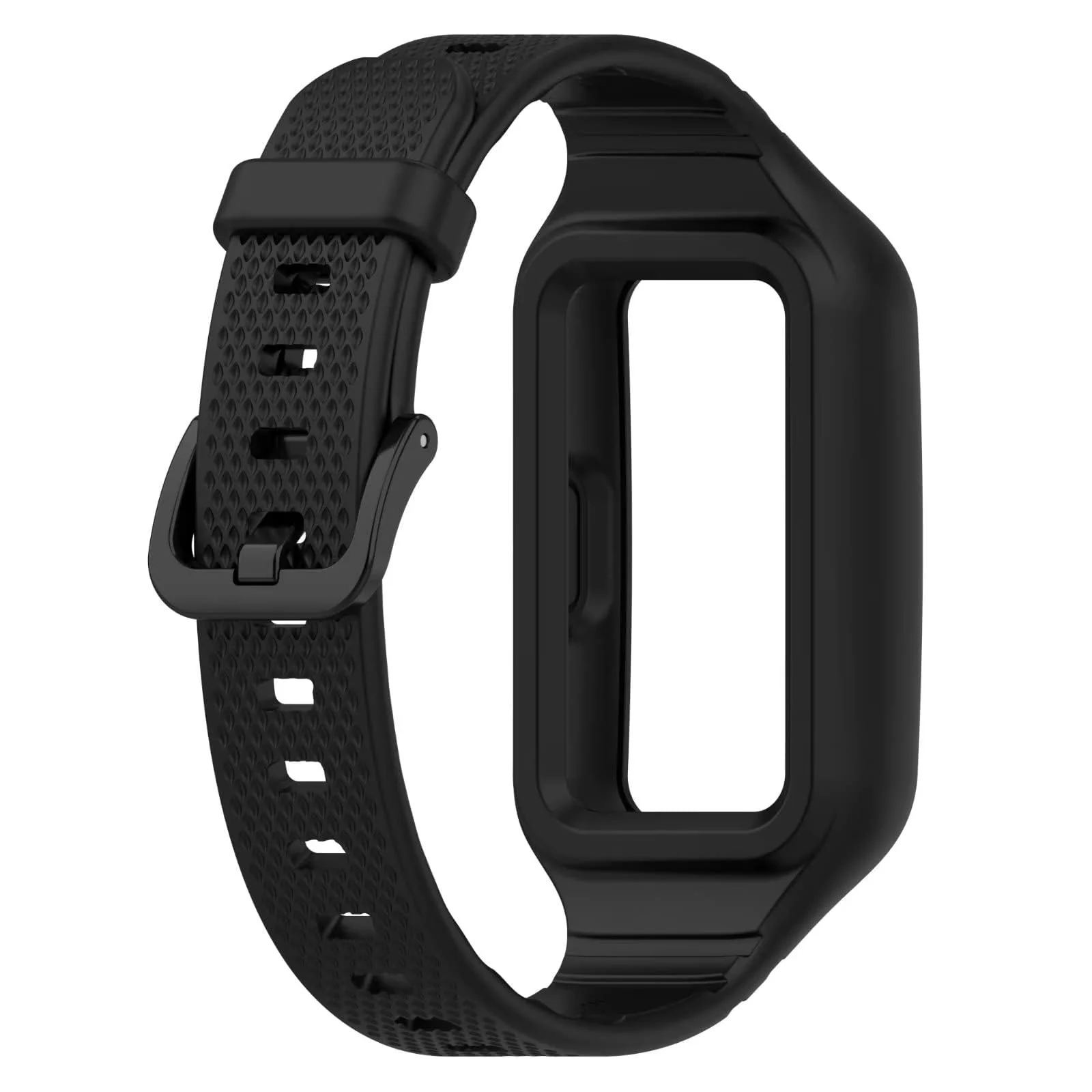 DL3 MOBILAK Strap Compatible with Huawei Band 10/9/8/7/6/6 Pro, Adjustable Replacement Strap - Silicone Replacement Wrist Strap With Built-in Case Cover For Honor Band 6/7 - Black