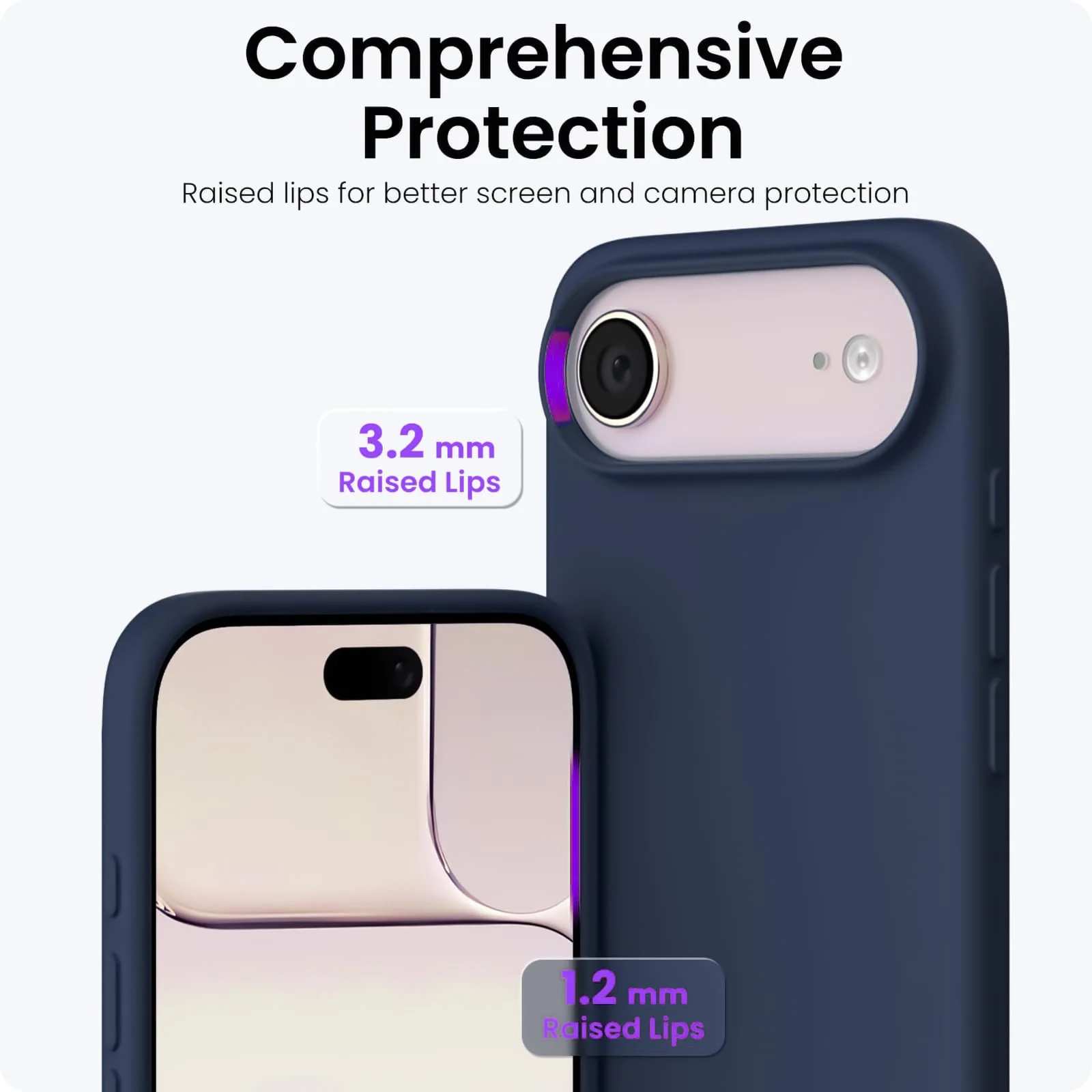 DL3 Mobilak Liquid Silicone Protective Case for iPhone 17 Air 6.5-Inch with Microfiber Lining and Shockproof Design - Dark Blue