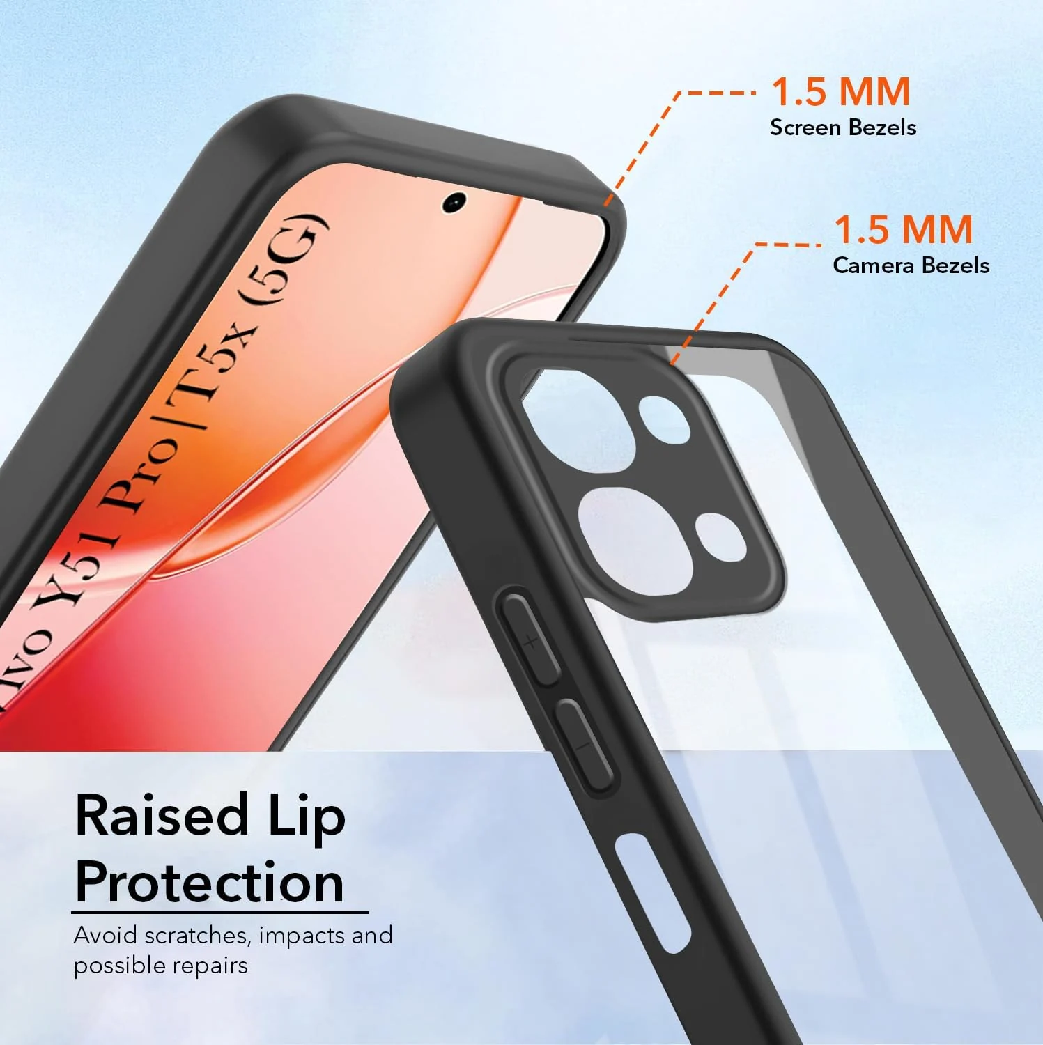 DL3 Mobilak Clear PC and TPU Protective Case for vivo Y31D 4G with Camera Protection and Military-Grade Protection - Black