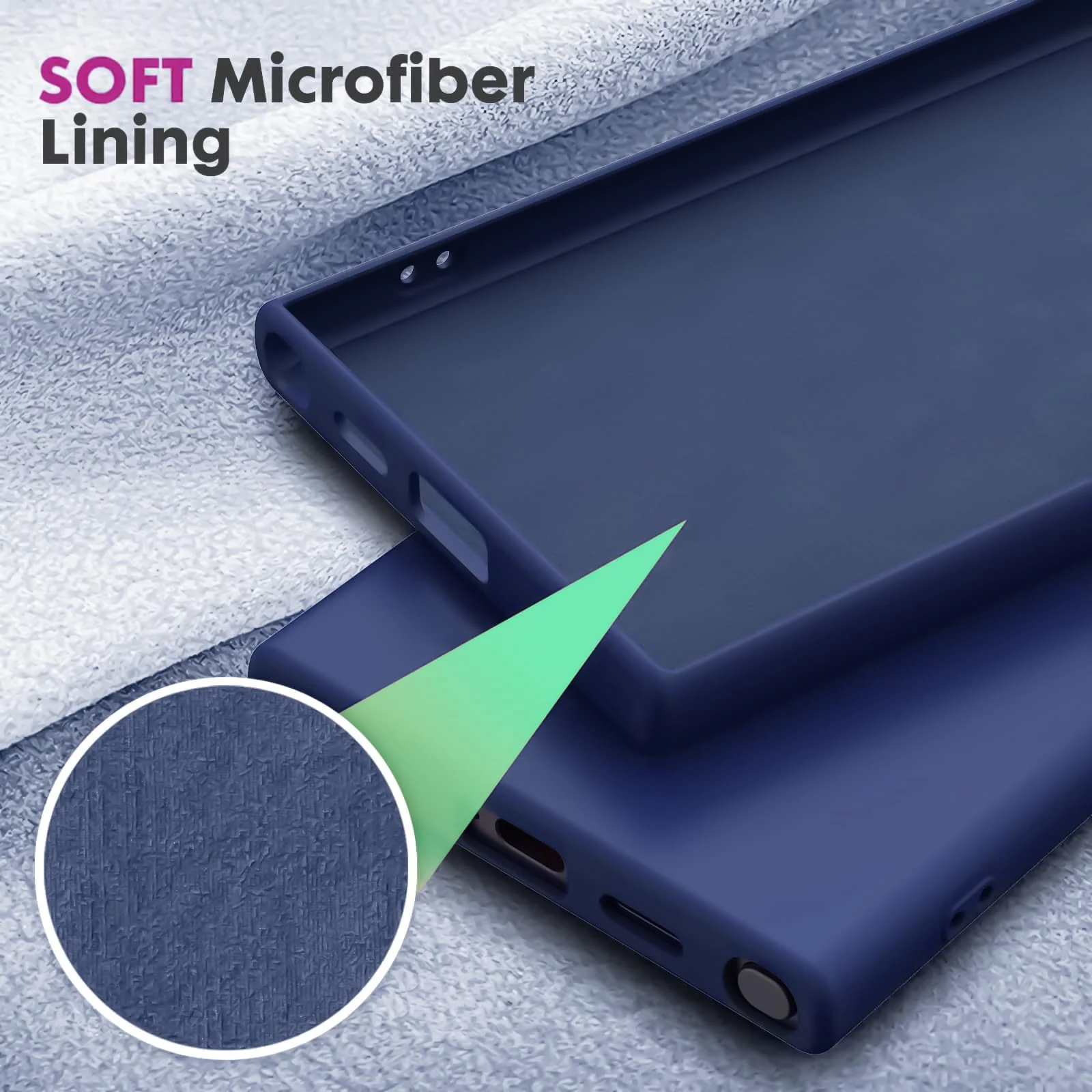 DL3 Mobilak Liquid Silicone Protective Case with Soft Microfiber Lining with Full Camera Protection for Samsung Galaxy S23 Ultra - Blue 1