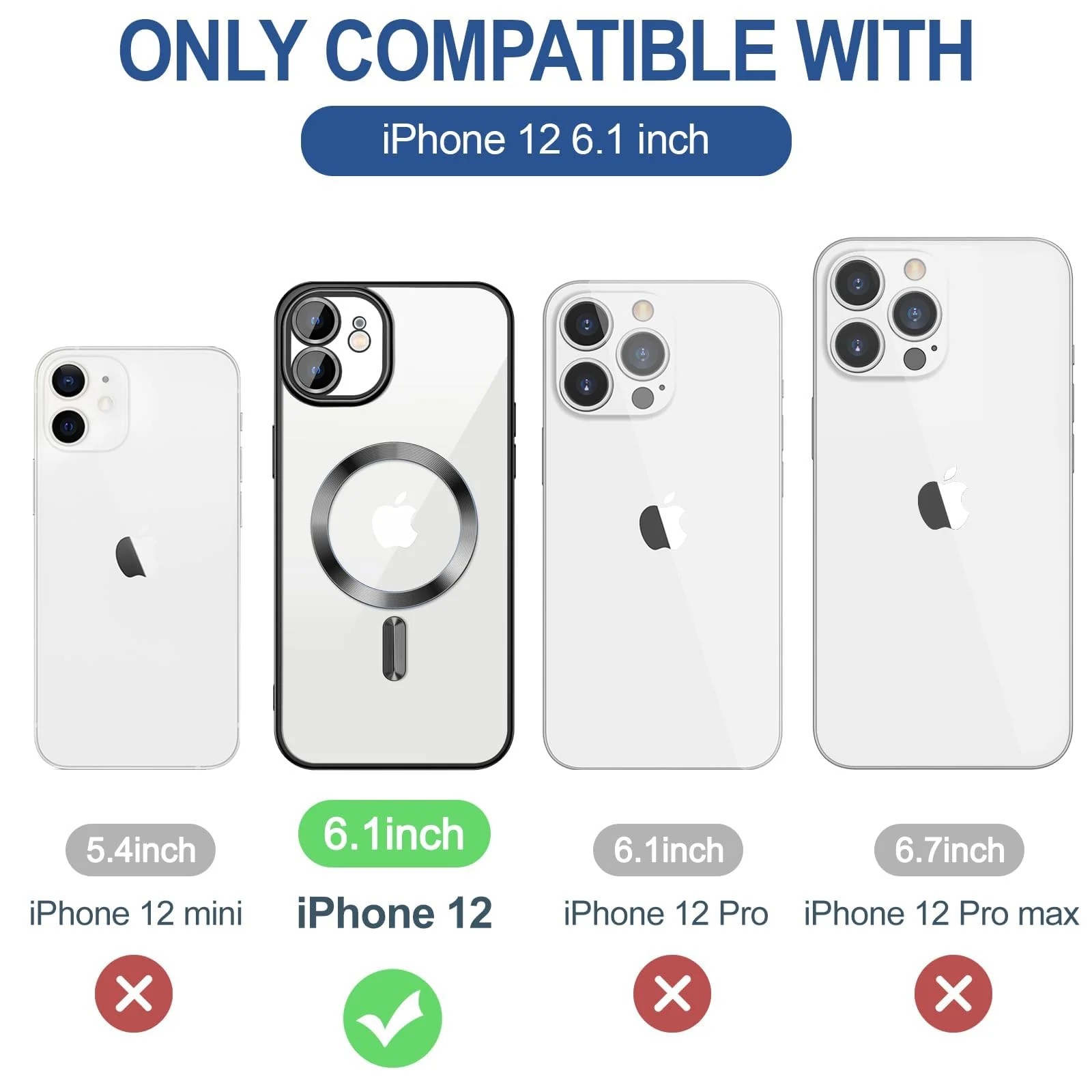 DL3 Mobilak Clear TPU Card Holder Case for iPhone 12 with Camera Protection and Magnetic Car-Mount Support - Black