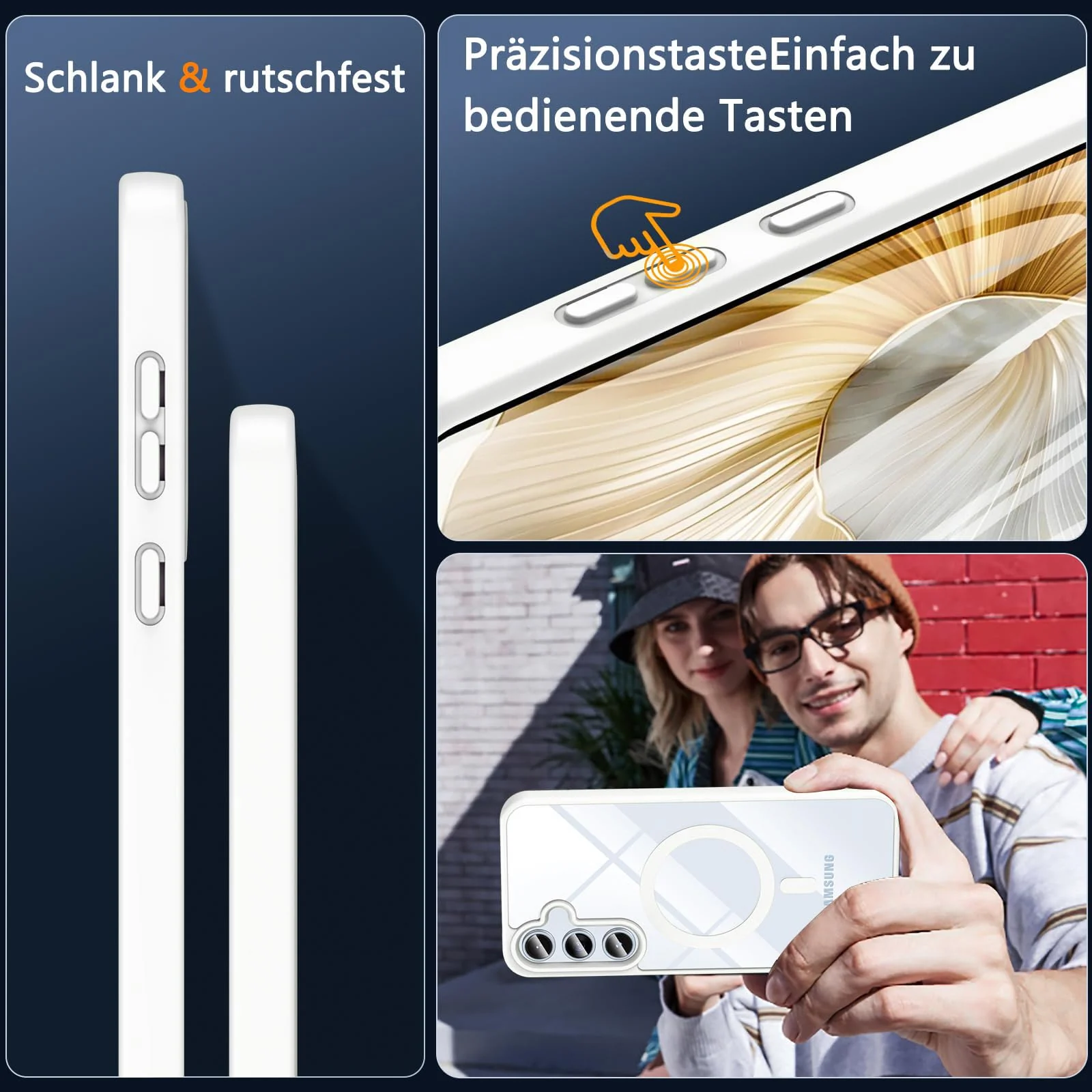 DL3 Mobilak Clear MagSafe-Compatible Magnetic Case for Samsung Galaxy S23 FE with Camera Protection and Military-Grade Protection - White