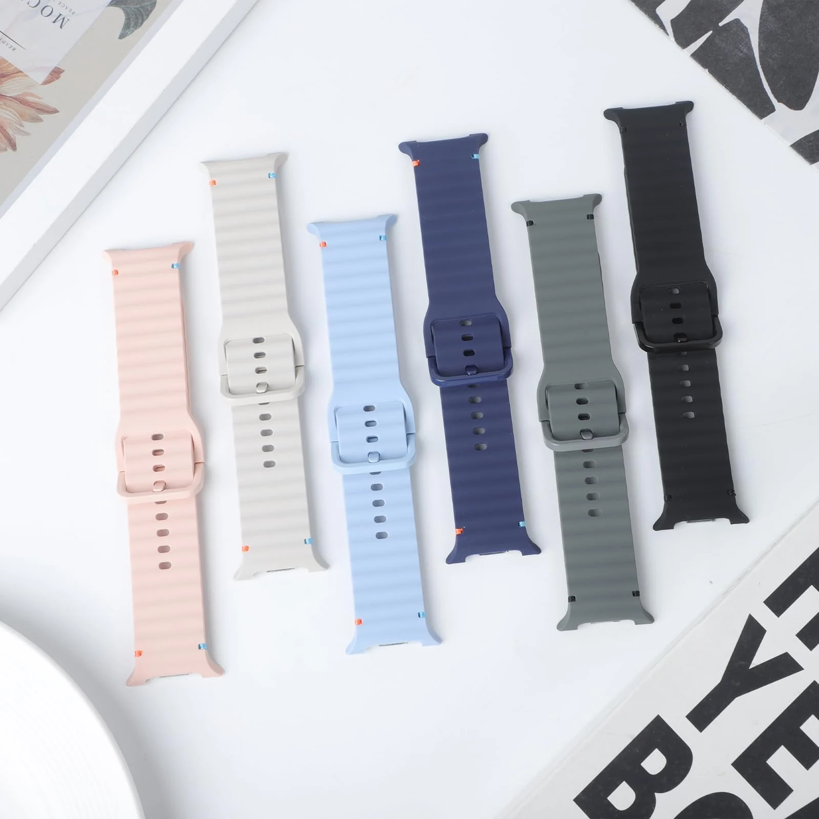 DL3 MOBILAK One-Click Silicone Watch Strap for Samsung Galaxy Watch 8 40 / 44 mm and Watch 8 Classic 46 mm, Midnight Blue