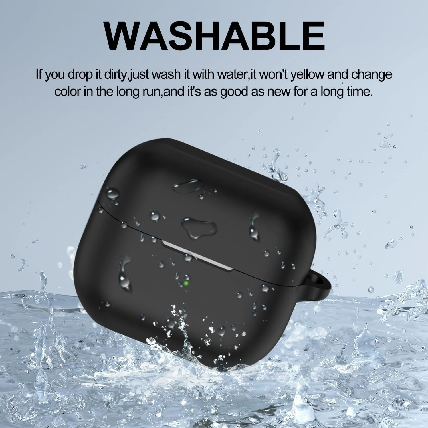 DL3 Mobilak Compatible with Samsung Galaxy Buds 3 Pro/Buds 3 Case Cover, Soft Silicone Shockproof Protective Case Wireless Earbuds with Carabiner, Front LED Visible - Black