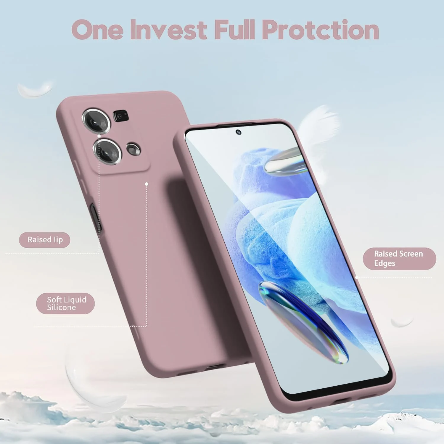 DL3 Mobilak Liquid Silicone Protective Case with Soft Microfiber Lining with Full Camera Protection for OPPO Reno 8 4G / Reno 7 4G / F21 Pro 4G / F21S Pro 4G - Cashmere