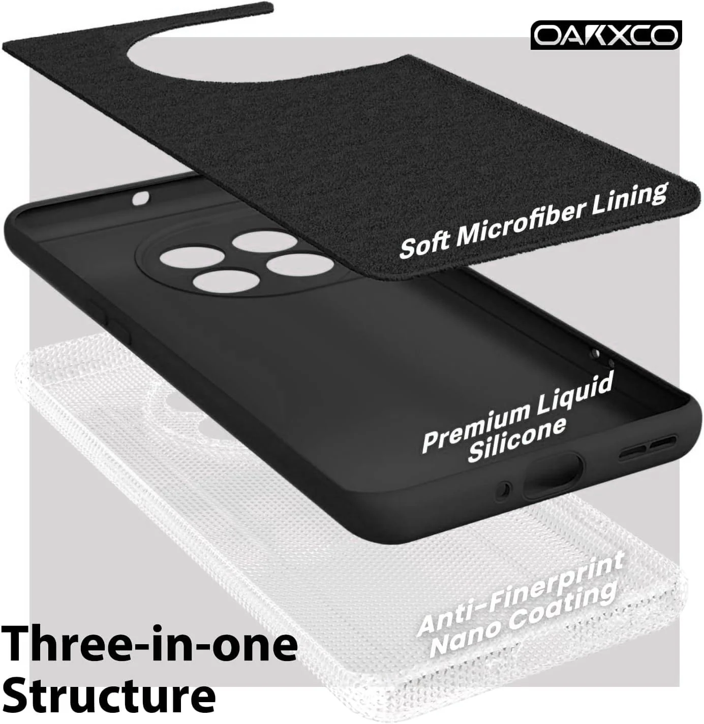 DL3 Mobilak Silicone Protective Case for OnePlus 11, Shock-absorbing protection, Built-in kickstand, Integrated ring holder - Black