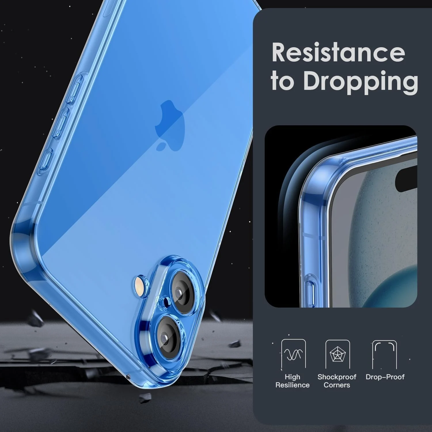 DL3 Mobilak Camera Protective Case Compatible with iPhone 16+ Plus 6.7-Inch, Mobile Phone Case iPhone 16+ Plus 6.7-Inch Thin Soft Silicone Anti-Yellow Protective Case - Clear