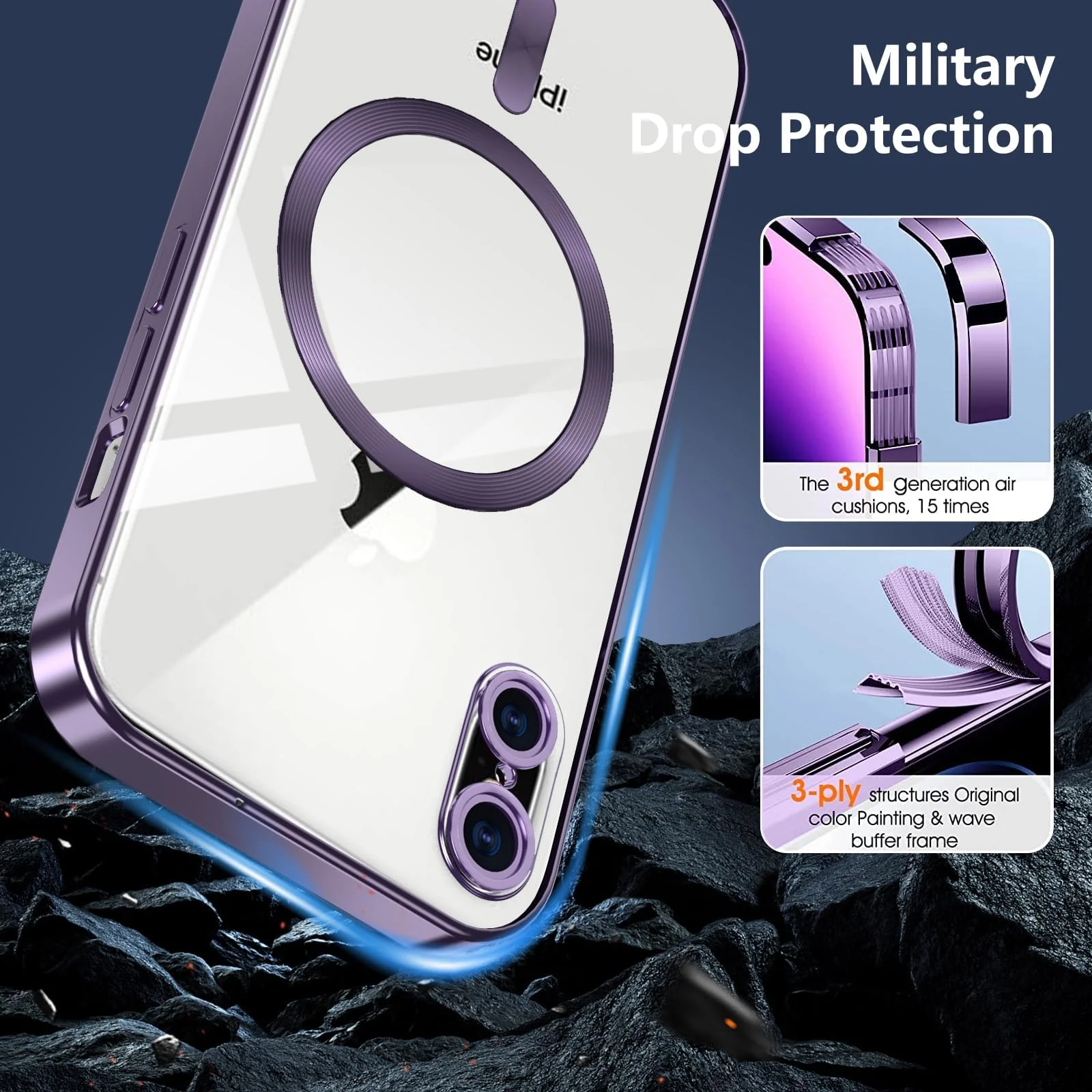 DL3 Mobilak Clear MagSafe-Compatible Magnetic Case for iPhone X / iPhone XS with Camera Protection - Purple