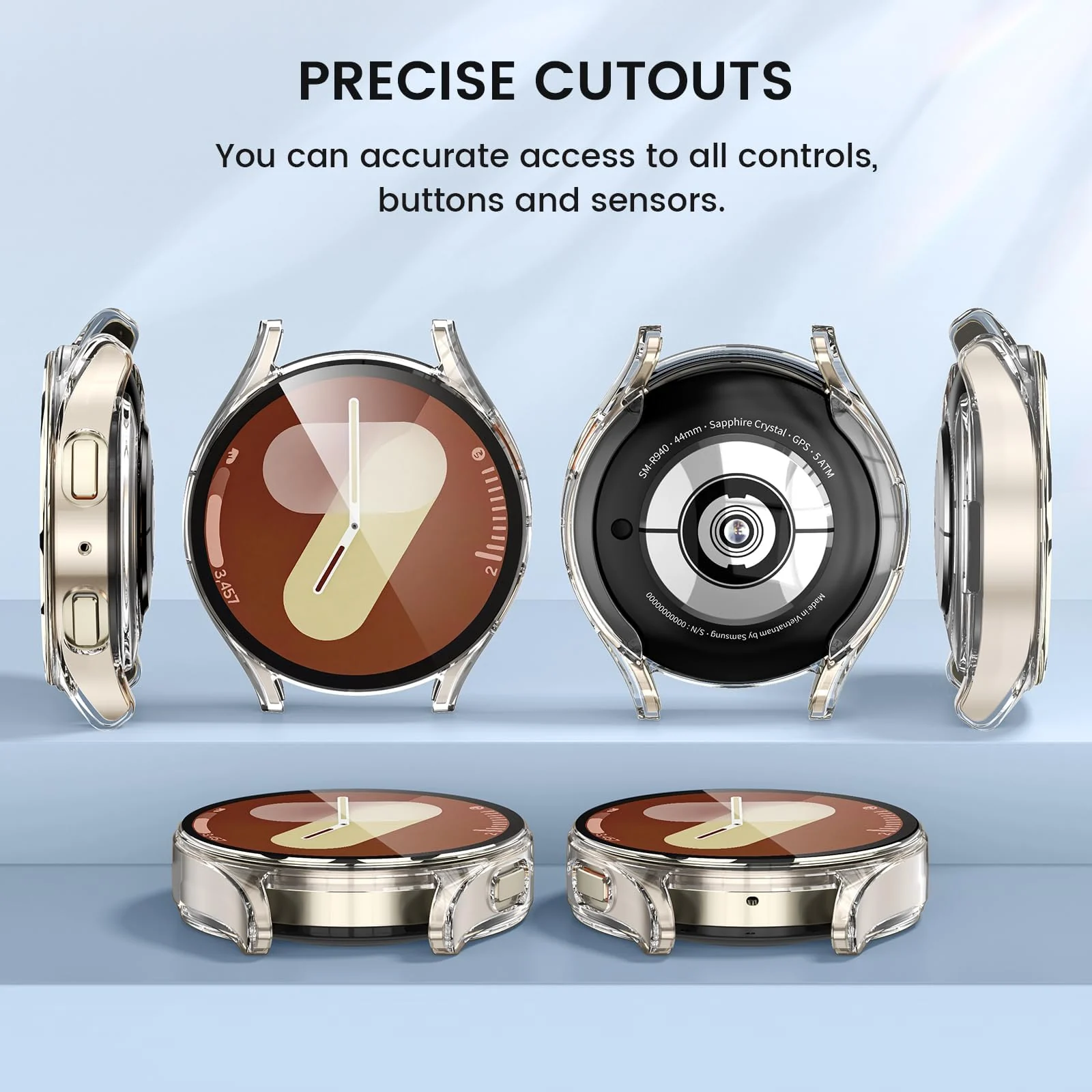 DL3 Mobilak Case for Samsung Galaxy Watch 7 44mm, with Built in Screen Protector, TPU Watch Case, [Full Coverage], Shockproof Cover, High Definition Cover, Protective Case for Watch7 44 mm - Rose Gold