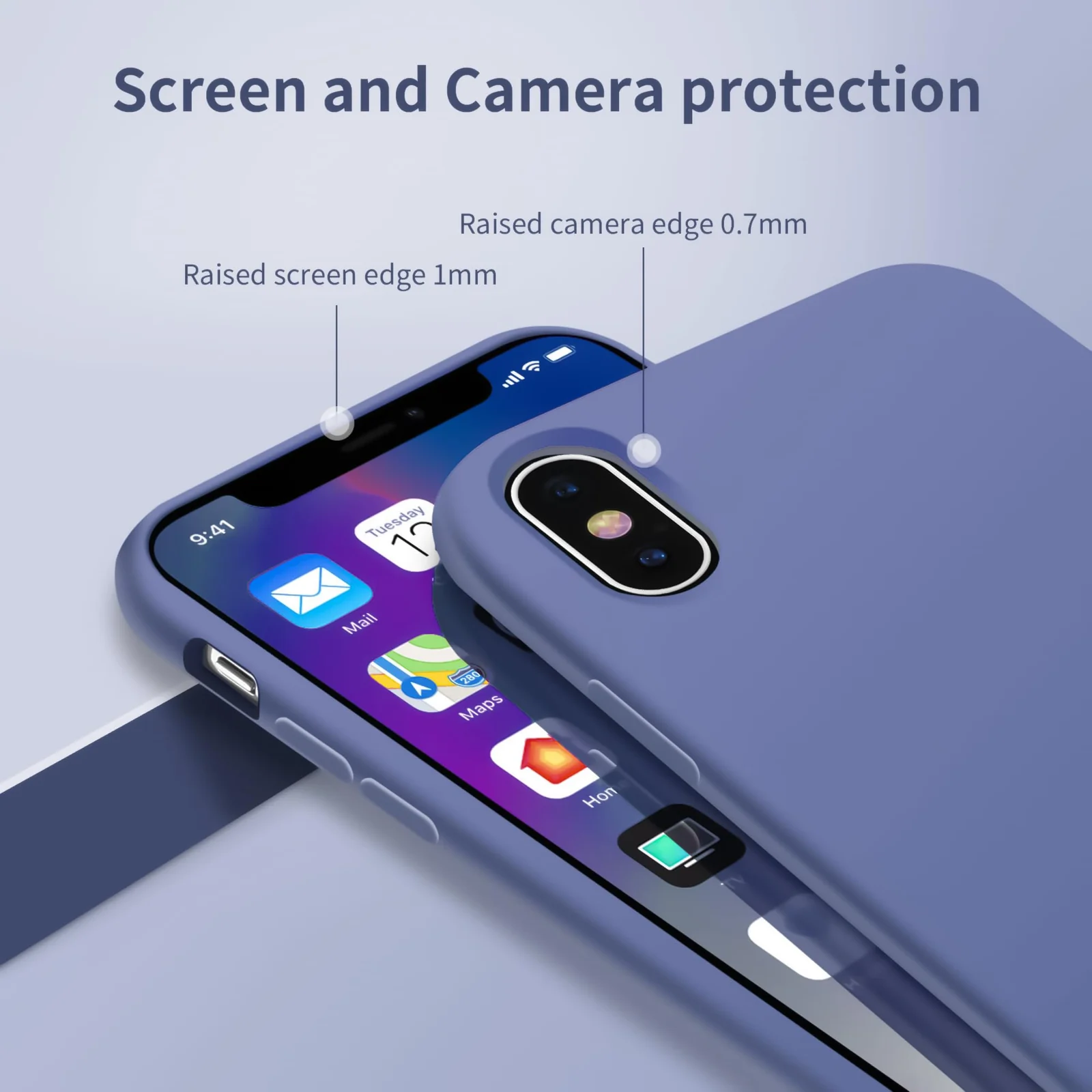 DL3 Mobilak Compatible with iPhone XS Max Case, Liquid Silicone Case, Full Body Protective Cover, Shockproof, Slim Phone Case, Anti-Scratch Soft Microfiber Lining - Lavender Blue
