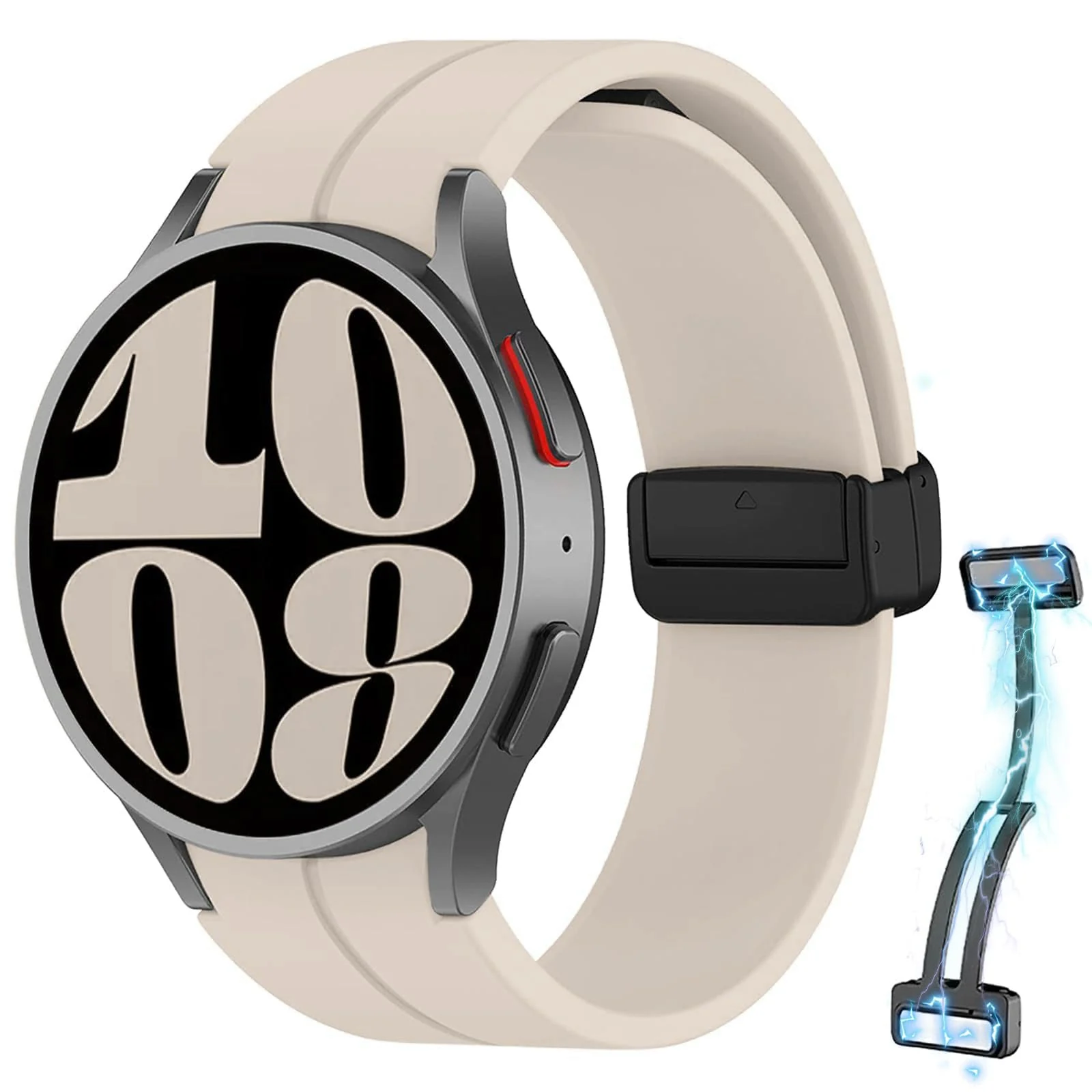 DL3 MOBILAK Magnetic Compatible with Samsung Galaxy Watch 6/5/4 Band 40mm 44mm/Galaxy Watch 6 Classic Bands 47mm 43mm/watch 4 Classic 46mm 42mm - Starlight