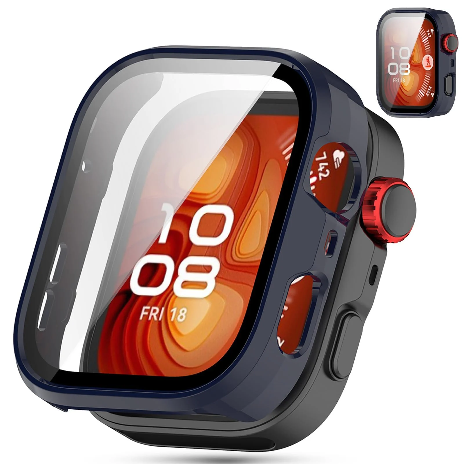 DL3 Mobilak Case Compatible with Huawei Watch Fit 4 Pro, Full Coverage Slim Hard Case Protective Bumper Built-in Tempered Glass Screen Protector Shell for Huawei Watch Fit 4 Pro