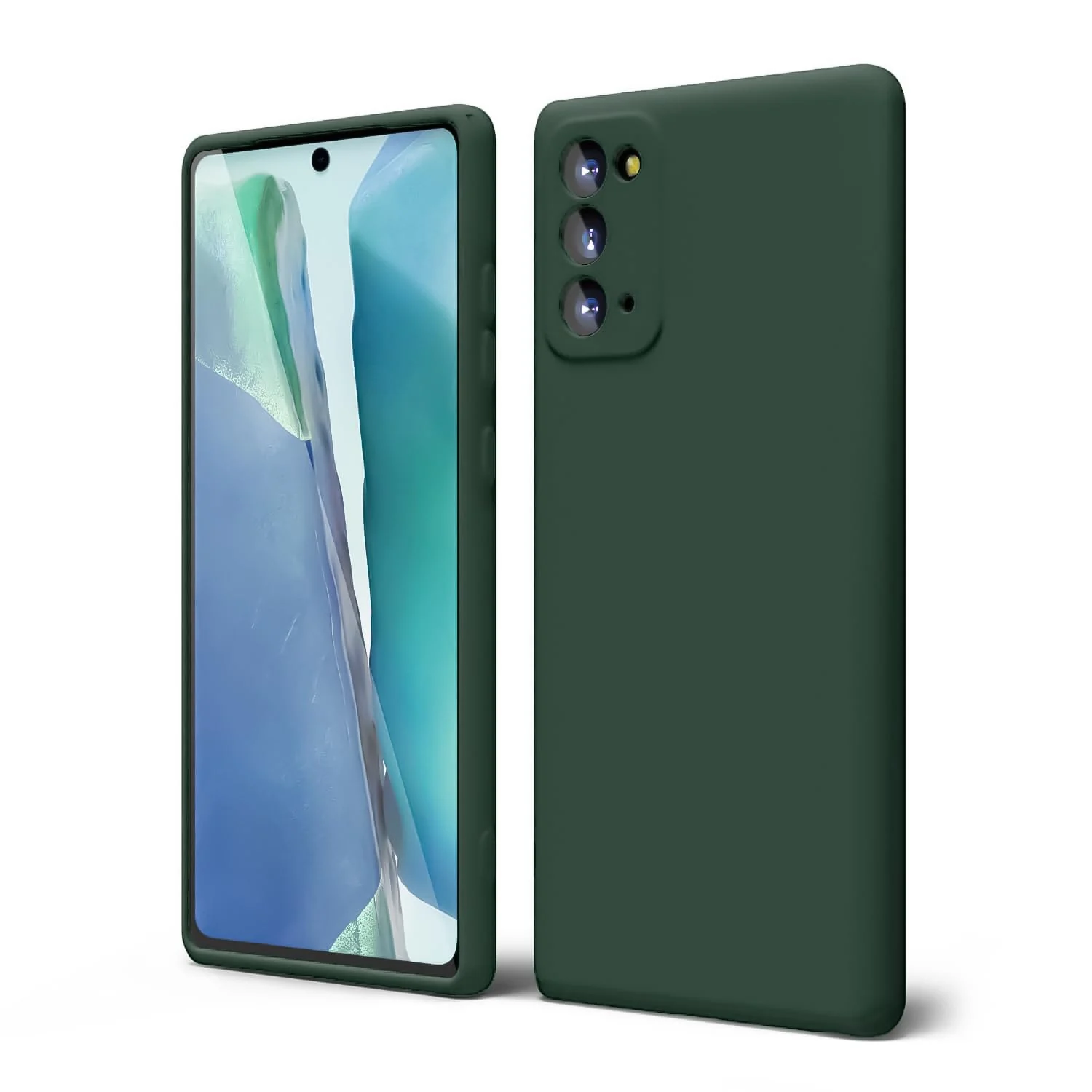 "DL3 Mobilak Liquid Silicone Protective Case for Samsung Galaxy Note 20 5G (6.7"") with Microfiber Lining and Shockproof Design - Green"