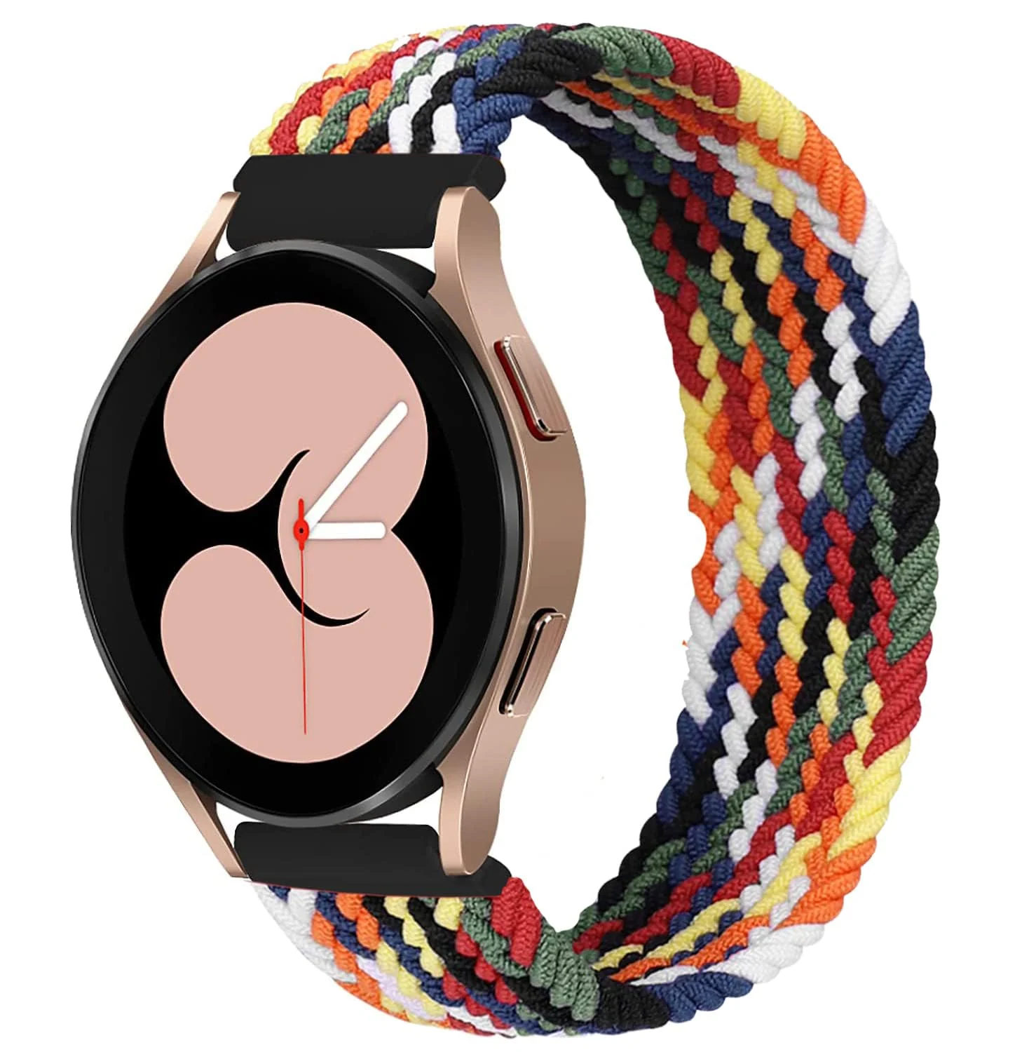 DL3 Mobilak Band 20MM Nylon Braided Solo Loop Strap For Samsung Gear Sport/Watch 6/5/4 40mm 44mm/Watch 6 Classic 43mm 47mm/ 5 Pro 45mm/active 2 40mm 44mm (Colorful, Small) - Colorful