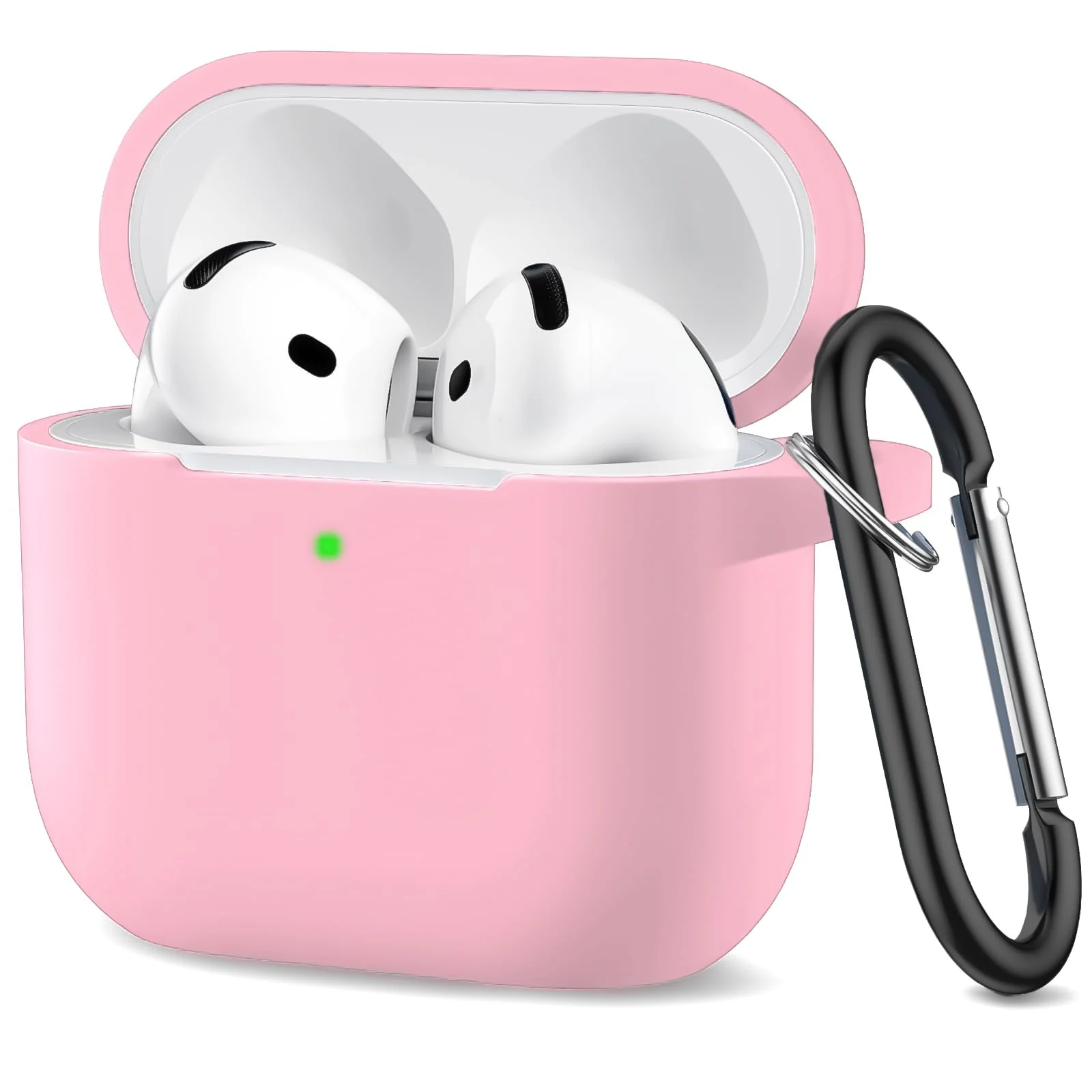DL3 Mobilak Compatible with AirPods 4 Case (2024), Soft Silicone Full Protective Case Cover with Keychain, For Apple AirPods 4th Generation for Women Men - Pink