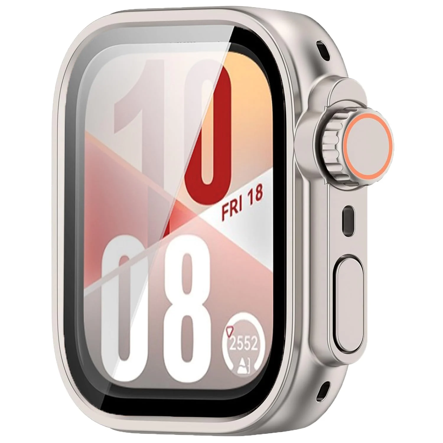 DL3 Mobilak for Huawei Watch Fit 4 2025 Case Screen Protector, [Looks Like iWatch Ultra Case] Built-in Tempered Glass Screen Unique Design Case Cover for Huawei Watch Fit4 - Starlight