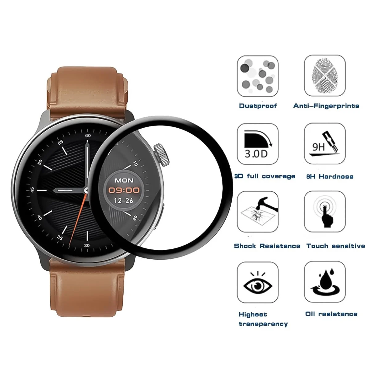 DL3 Mobilak Screen Protector For Xiaomi Watch Mibro Lite 2, 3D Curved Soft Edge Protective Film [Anti-Scratch] [Bubble Free] [Ultra Shatterproof] [High Sensitive] (Not Glass) - Black