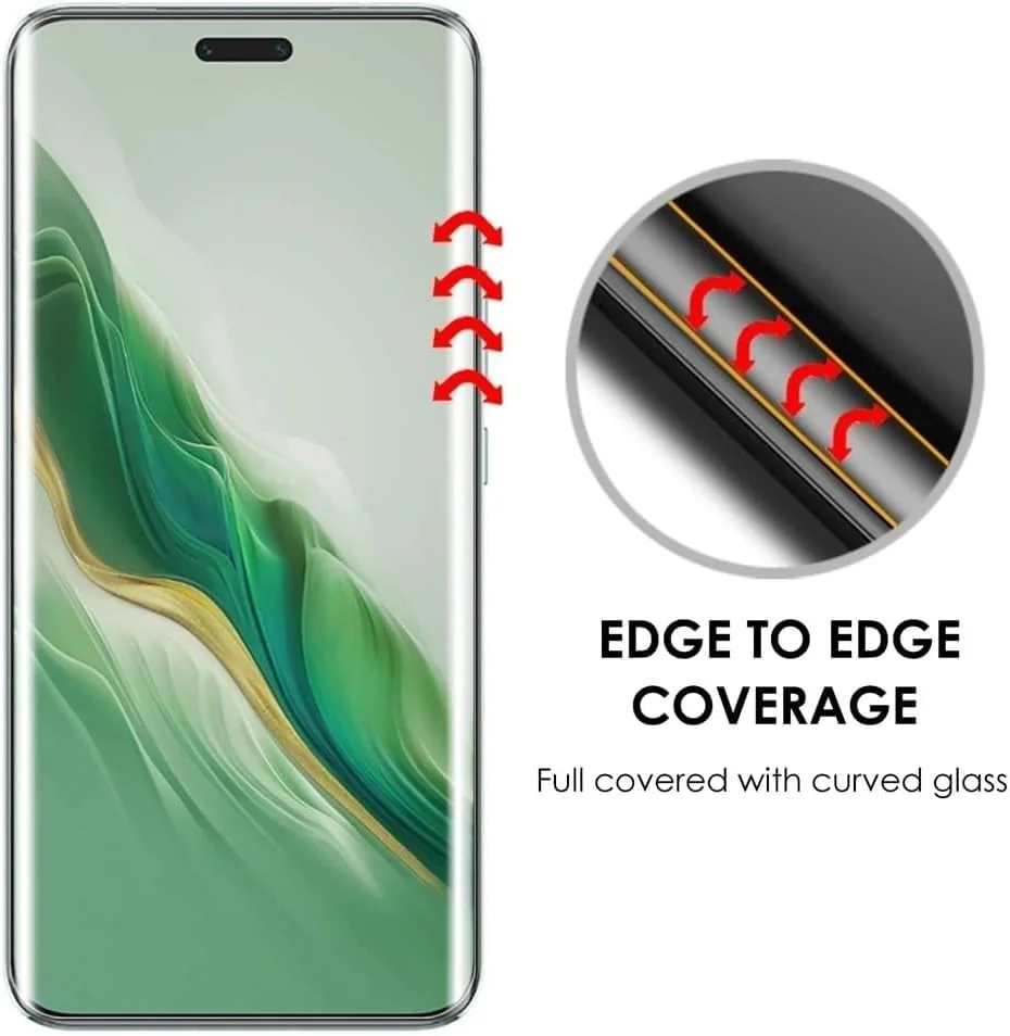DL3 Mobilak Full Glass Screen Protector For Honor Magic 6 Pro UV Tempered Glass Full Glue Cover Screen Protector For Fingerprint Unlock Screen Glass Film - Clear