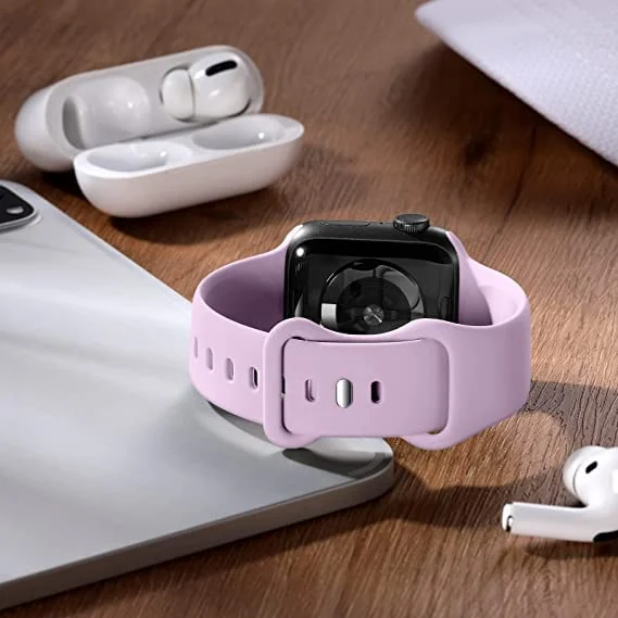 DL3 Mobilak Bands Compatible with Apple Watch Ultra 49mm 45mm 44mm 42mm 41mm 40mm 38mm, Replacement Soft Silicone Strap for iWatch Ultra Series 9/8/7/6/5/4/3/2/1 (42MM/44MM/45MM/49MM) - lavender Purple