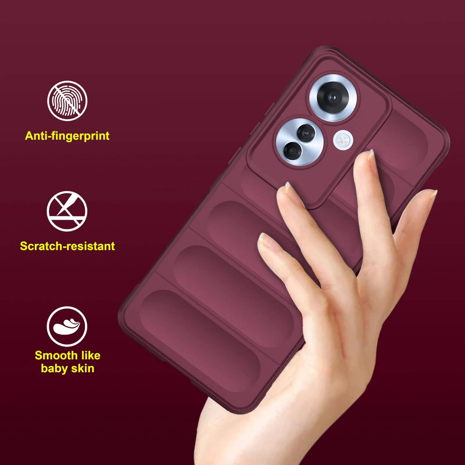 DL3 Mobilak Soft Silicone Protective Case for OPPO Reno 11F 5G with Camera Protection and Shockproof Design - Plum