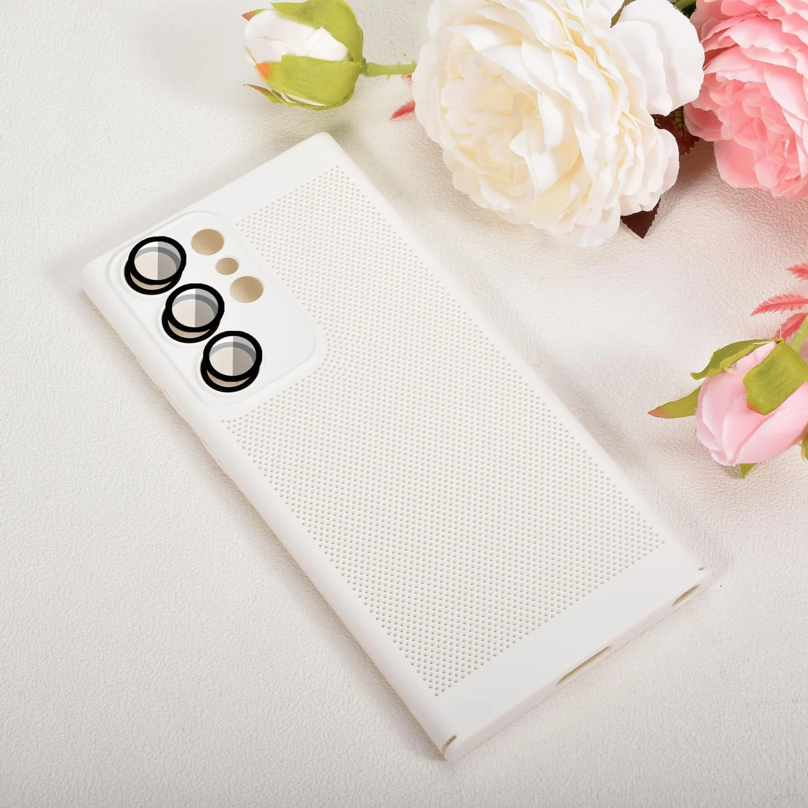 DL3 Mobilak Heat-Dissipation Hard PC Case with Built-In Camera Lens Protector for Samsung Galaxy S22 Ultra - White