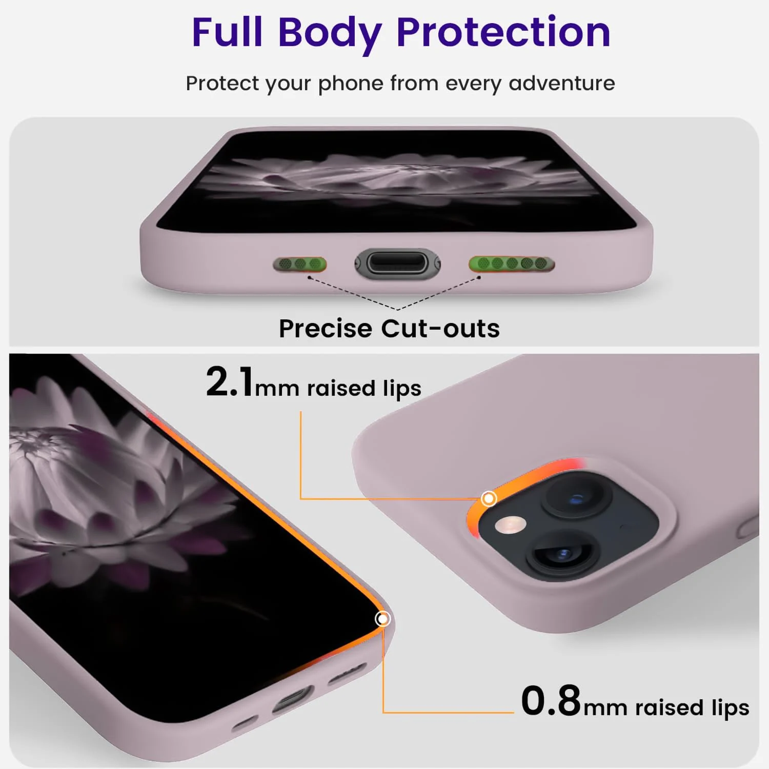 "DL3 Mobilak Liquid Silicone Protective Case for 𝐢𝐏𝐡𝐨𝐧𝐞 𝟏𝟓 𝐏𝐥𝐮𝐬, 𝐢𝐏𝐡𝐨𝐧𝐞 𝟏𝟒 𝐏𝐥𝐮𝐬 "" with Camera Protection and Microfiber Lining - Pink Sand 2"