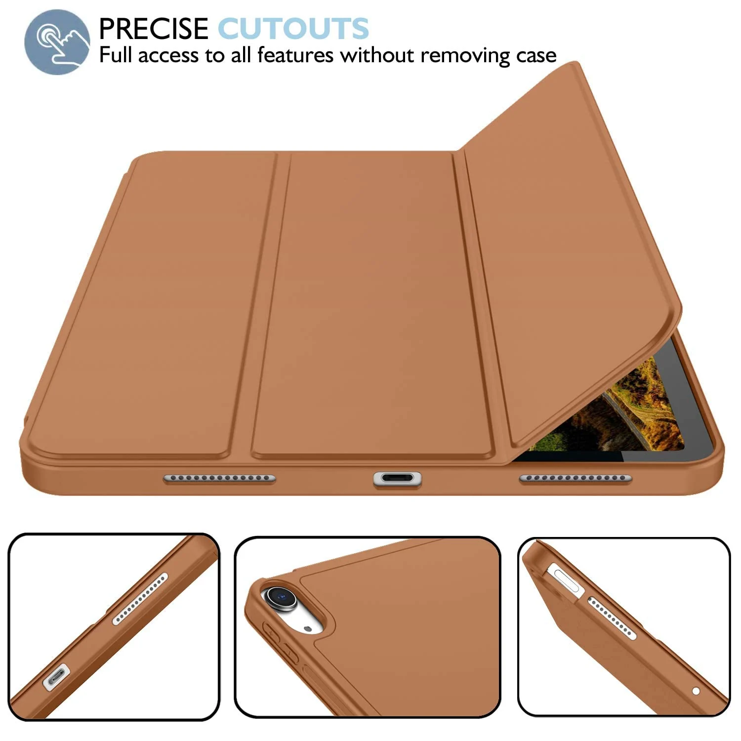 DL3 Mobilak Smart Case for Samsung Galaxy Tab S8 Plus 2022/S7 FE/S7 Plus 12.4 with Pencil Holder, Soft TPU Smart Stand Back Cover Auto Wake/Sleep Feature - Brown