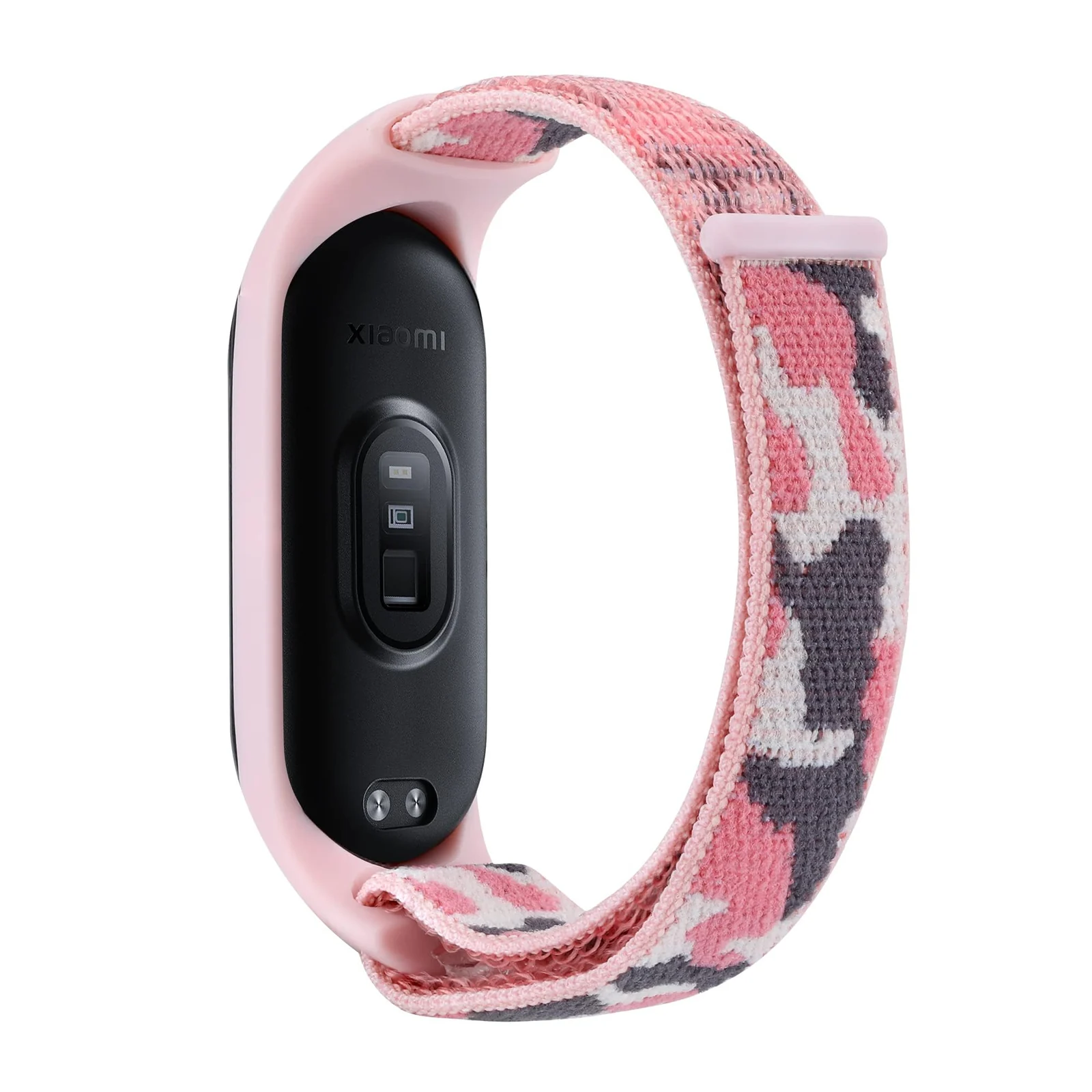 DL3 Mobilak Nylon Band for Xiaomi Mi Band 7/Mi Band 6/Mi Band 5/Mi Band 4/Mi Band 3, Bracelet Nylon Watch Strap Adjustable Sport Replacement Strap for Men Women - Camouflage Pink