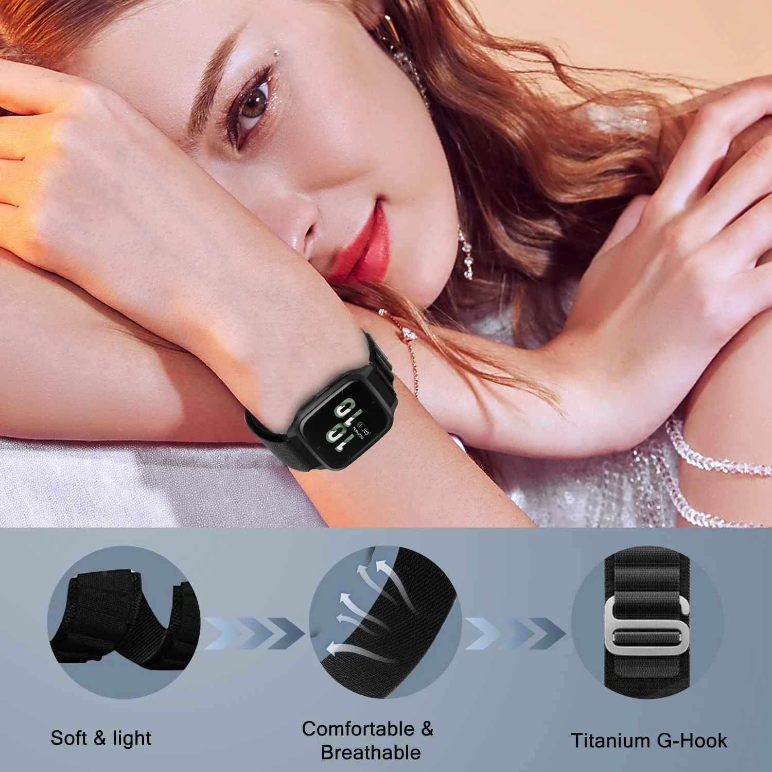 DL3 Mobilak Nylon Band Compatible with Xiaomi Redmi Watch 5 Active/Redmi Watch 5 Lite, 22mm Metal Buckle Sports Watch Strap Men Women Replacement Strap - Black