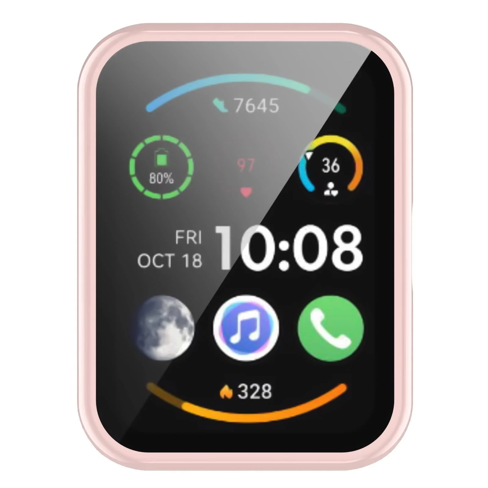 DL3 MOBILAK Full-Coverage Watch Case with Tempered Glass for Huawei Watch Fit / Honor Watch ES, Pink