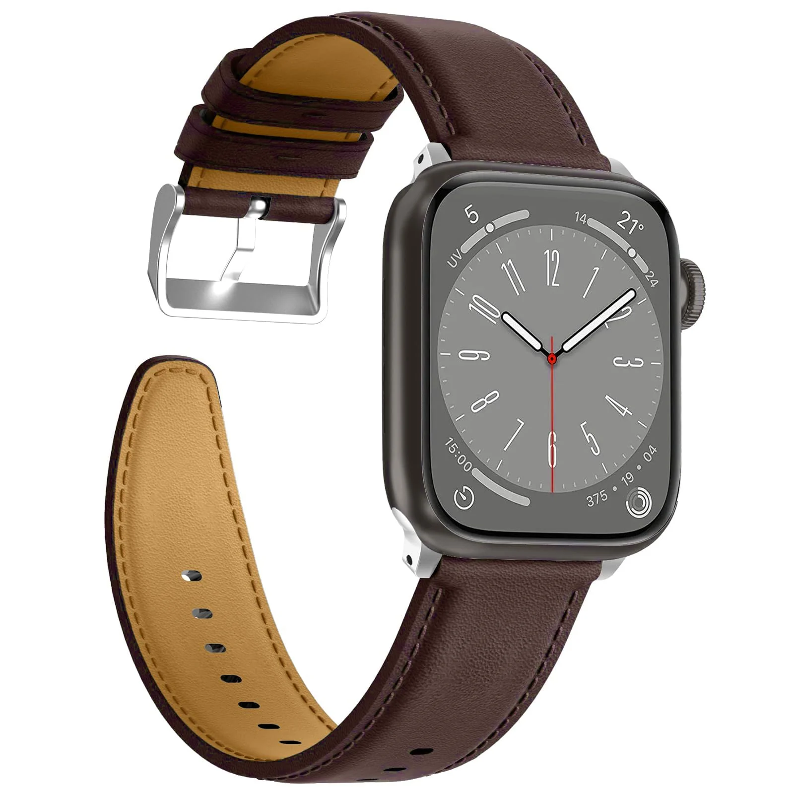 DL3 Mobilak Compatible with Apple Watch Band 49mm 46mm 45mm 44mm 42mm Leather Band Replacement Strap, Soft Leather Bracelet for iWatch Series 11 10 9 8 7 6 5 4 SE SE2 Ultra 3 2 1 - A.Dark Brown