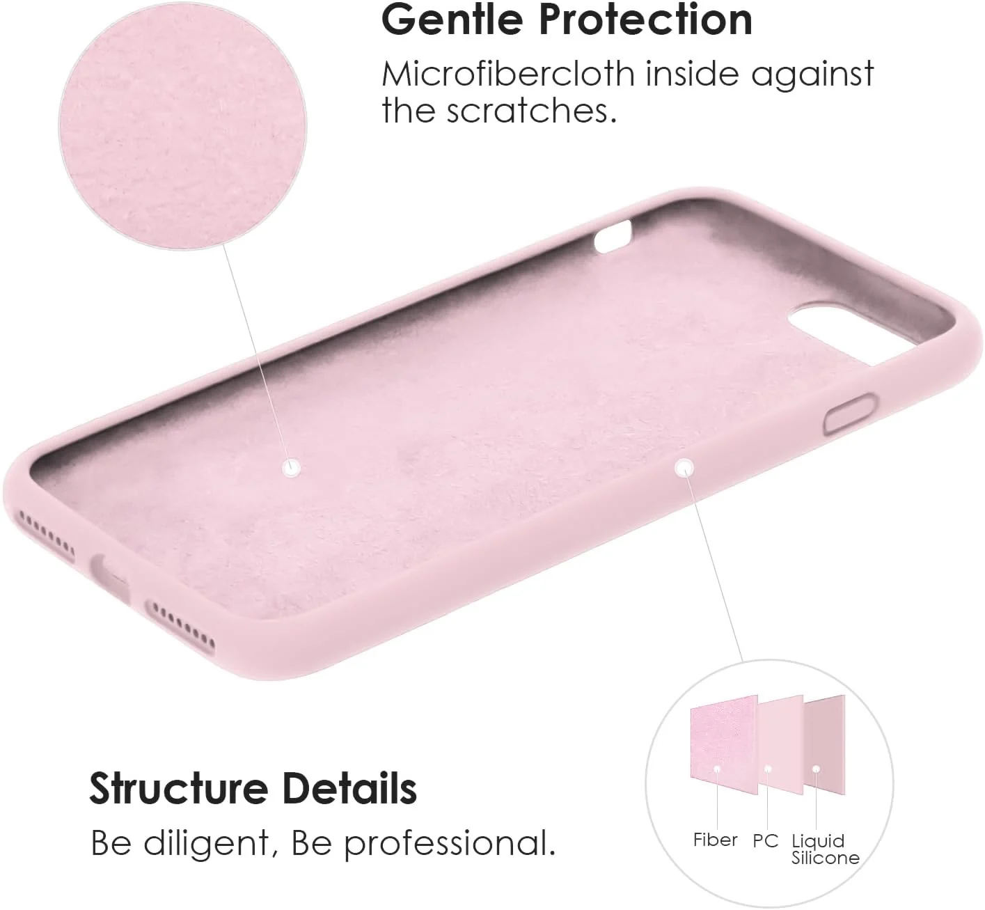 DL3 Mobilak Liquid Silicone Case for iPhone 7 / 8, Shock-absorbing protection, Scratch-resistant surface, Slim, lightweight profile - D.Pink