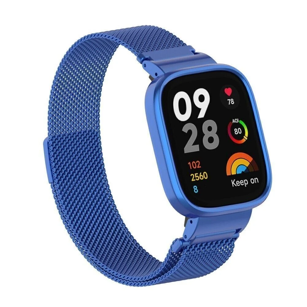 DL3 Mobilak Strap Compatible with Xiaomi Redmi Watch 3 (Not Fit Watch 3 Active), Magnetic Metal Stainless Steel Adjustable Wristbands Breathable Watch Bands for Xiaomi Redmi Watch 3 - Blue