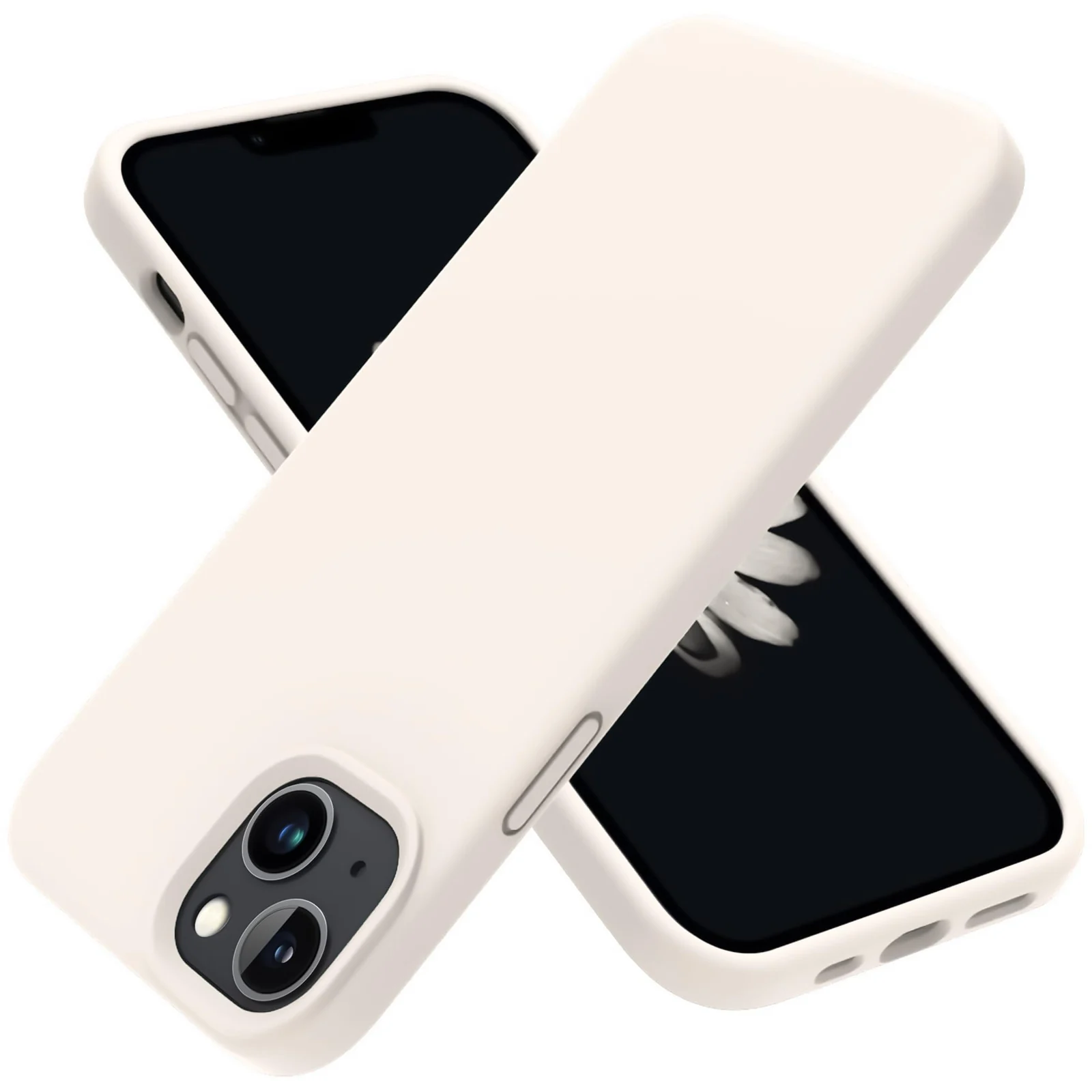 DL3 Mobilak Liquid Silicone Protective Case for iPhone 15 with Camera Protection and Microfiber Lining - Cream