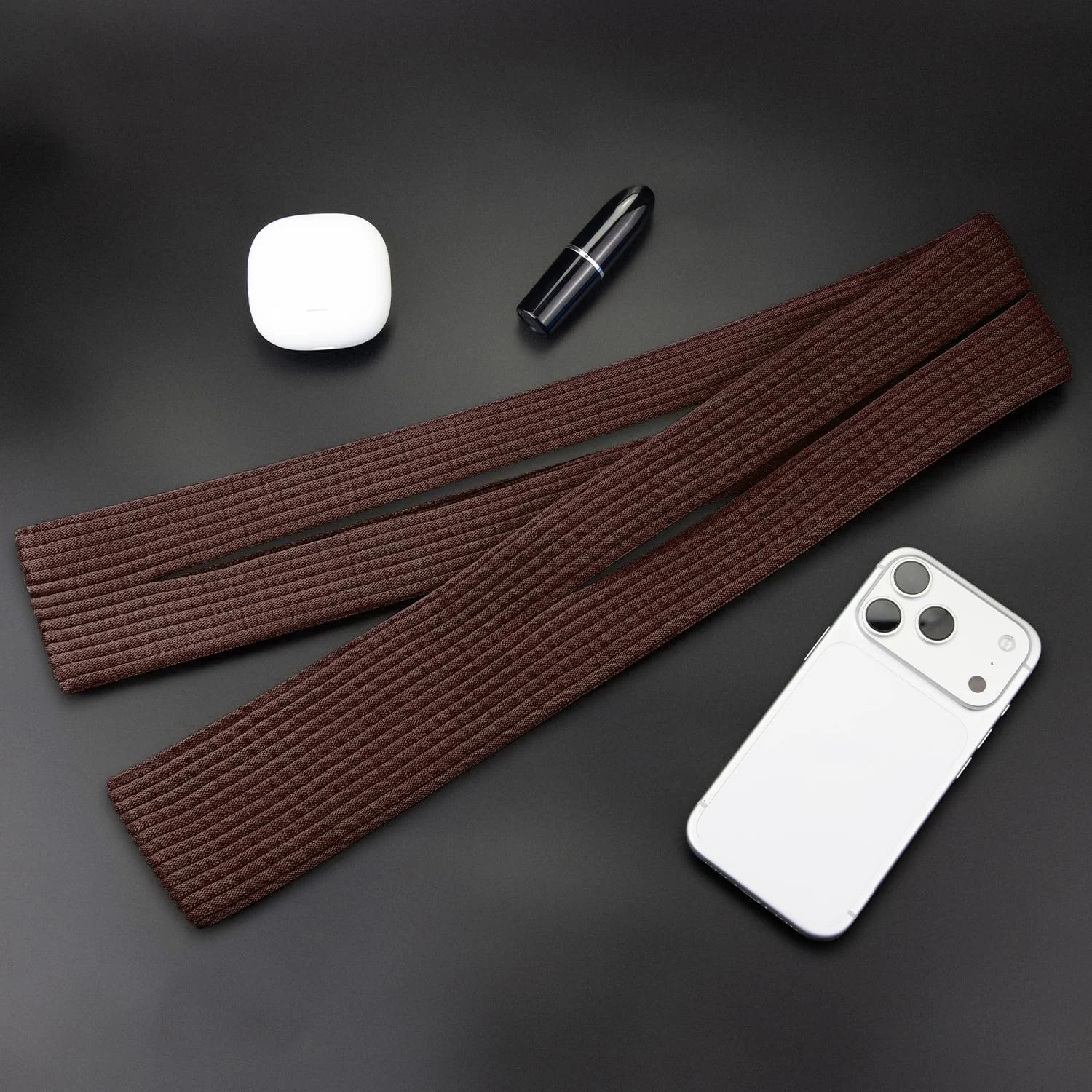 DL3 Mobilak Phone Pocket Lanyard Crossbody Strap 80cm, Universal Stretch Knit Mobile Holder Pouch, Hands-Free Shoulder Phone Bag for iPhone & All Smartphones, Lightweight Minimalist Design - Cinnamon