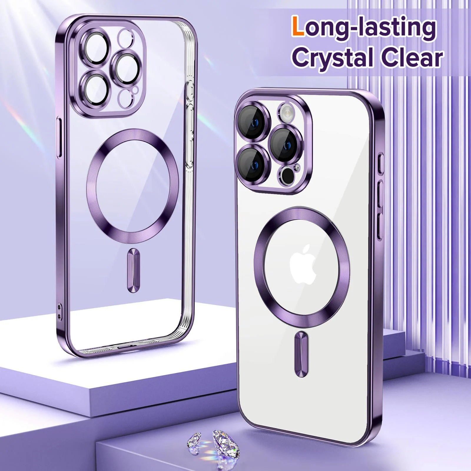 DL3 Mobilak Clear MagSafe-Compatible TPU Case and Camera Lens Protector for iPhone 11 Pro Max (6.5 Inch) - Deep Purple