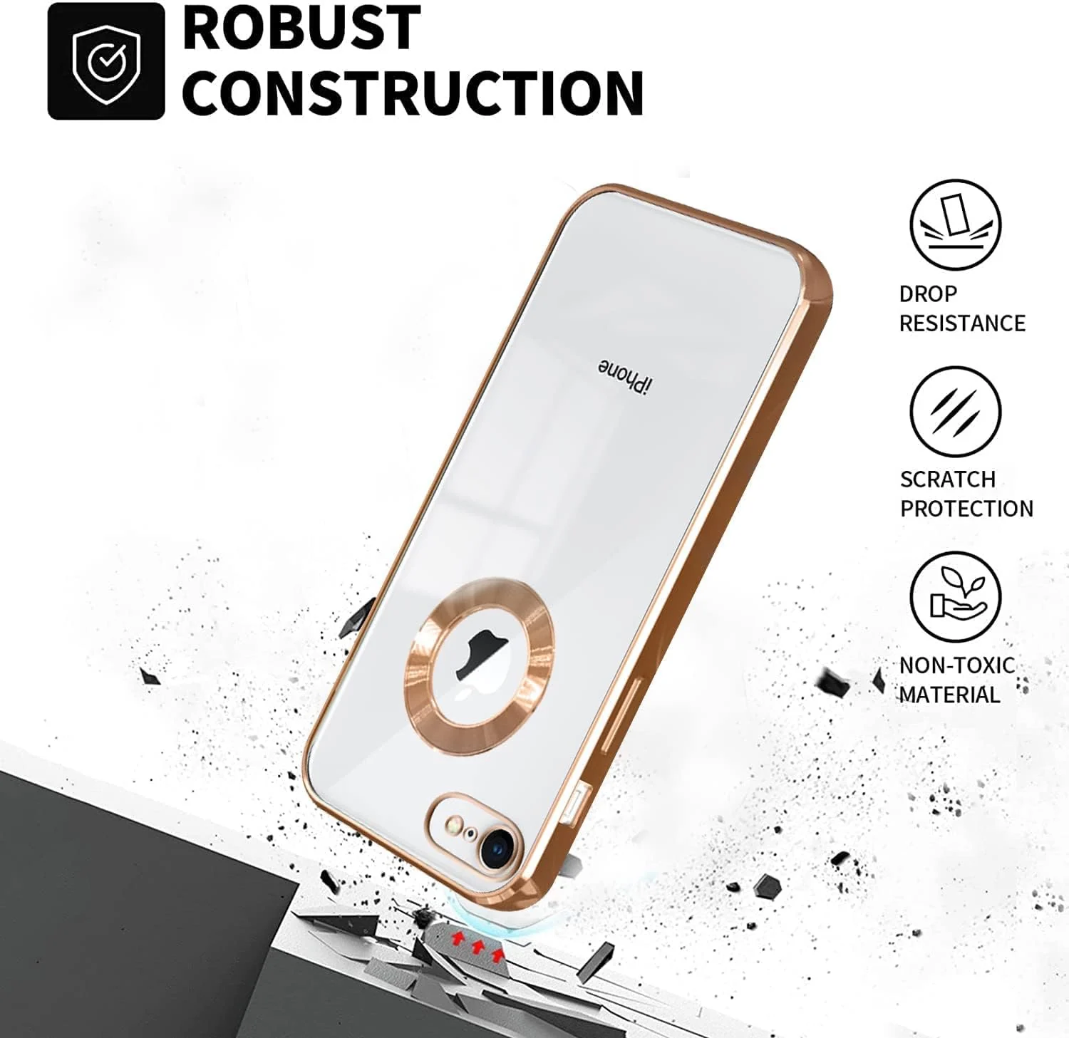 DL3 Mobilak Clear TPU Protective Case for iPhone 6 Plus / iPhone 6S Plus with Camera Protection and Shockproof Design - Gold