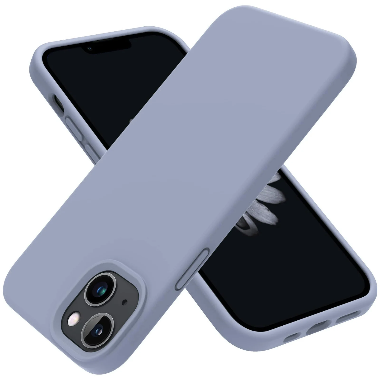 DL3 Mobilak Liquid Silicone Case for iPhone 13 / iPhone 14 (6.1 Inch), Shock-absorbing protection, Scratch-resistant surface, Soft microfiber lining - A.Lavender Blue