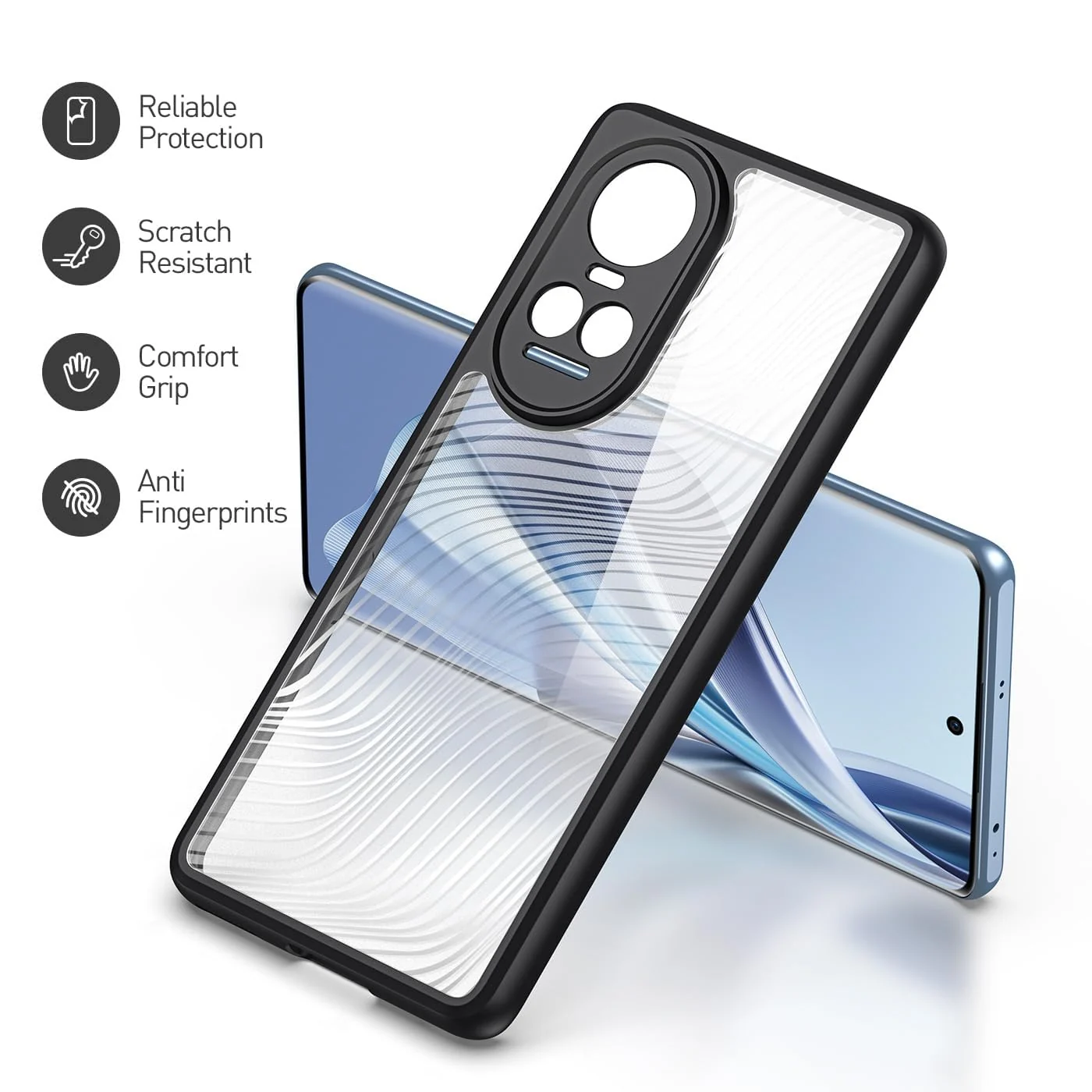 DL3 Mobilak Compatible with OPPO Reno 10 5G / Reno 10 Pro 5G Case Waterproof, Full-Body Heavy Duty Shockproof Phone Case, Translucent Matte Cover, Built-in Camera Lens Protective - Black