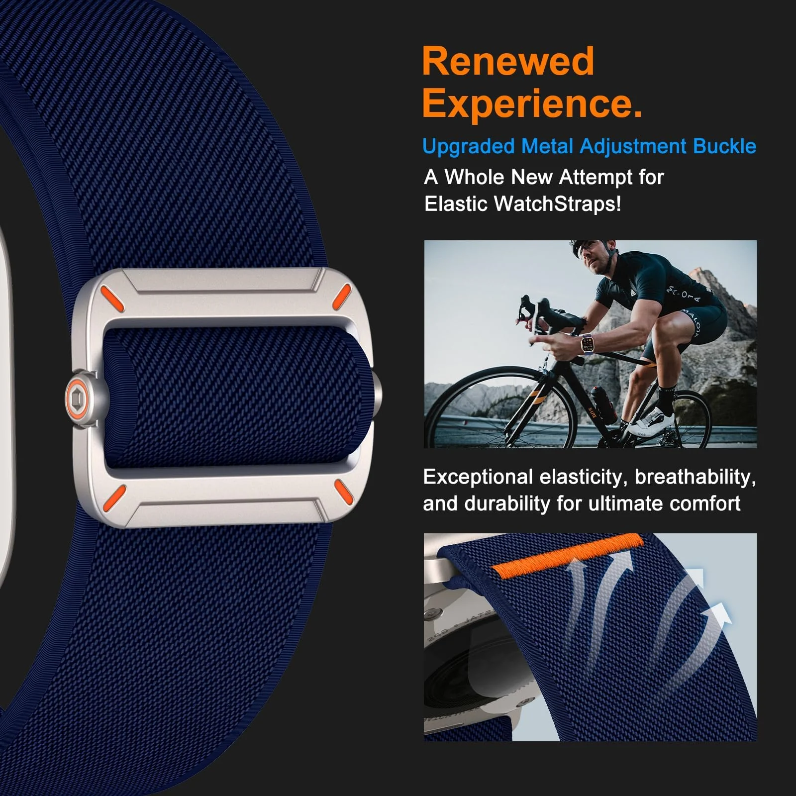 DL3 Mobilak Strap Compatible with Apple Watch Ultra/Ultra 2 Strap 49mm 46mm 45mm 44mm 42mm, Nylon Sport Band for iWatch Ultra SE Series 10 9 8 7 6 5 4 3 2 1, Men - Blue
