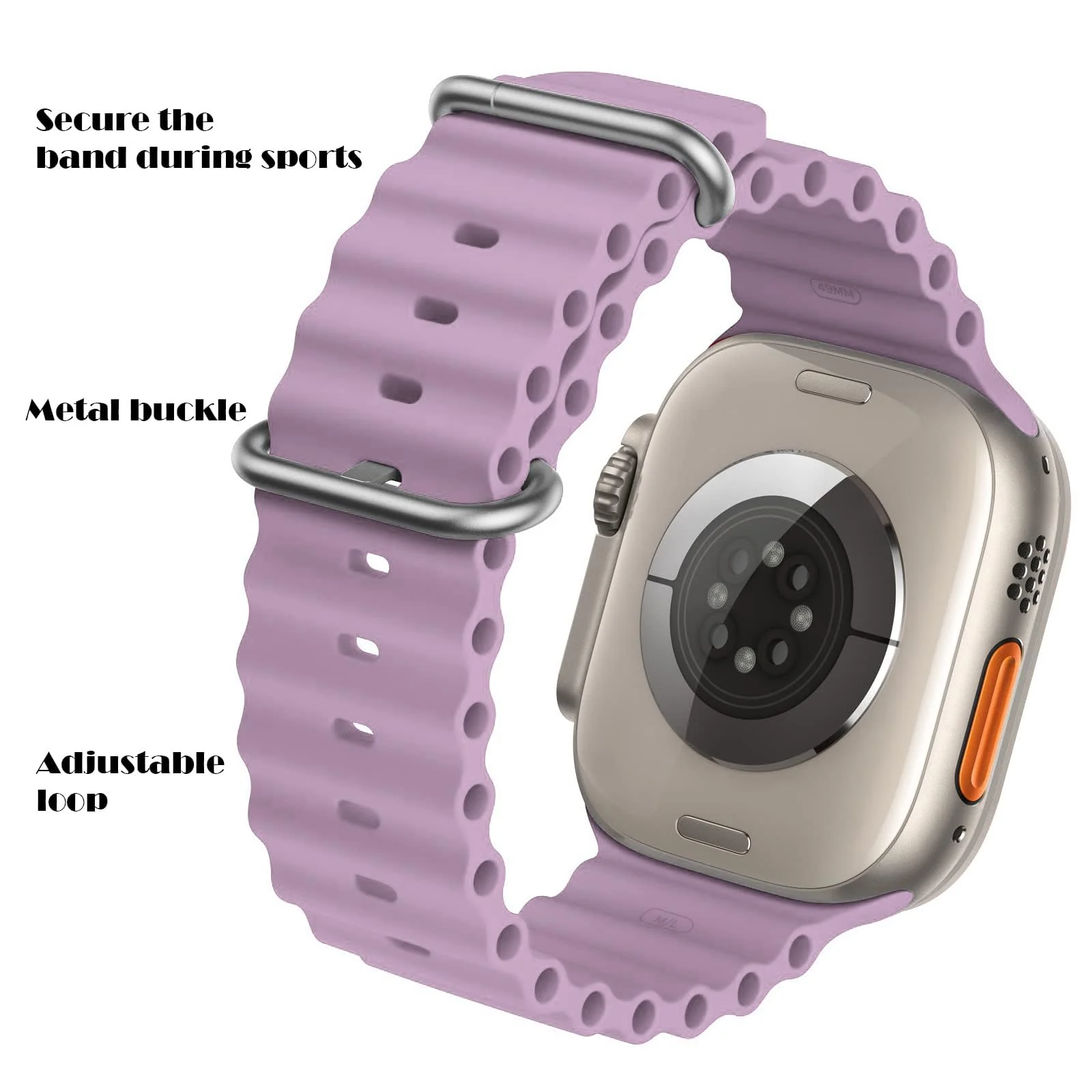 DL3 Mobilak Ocean Band For Apple Watch Ultra 49mm 45mm 44mm 42mm, Waterproof Soft Silicone Sport Wristbands Replacement Strap iWatch Ultra SE 8 7 6 5 4 3 2 1 (Lilac, 42MM/44MM/45MM/49MM) - Lilac Purple