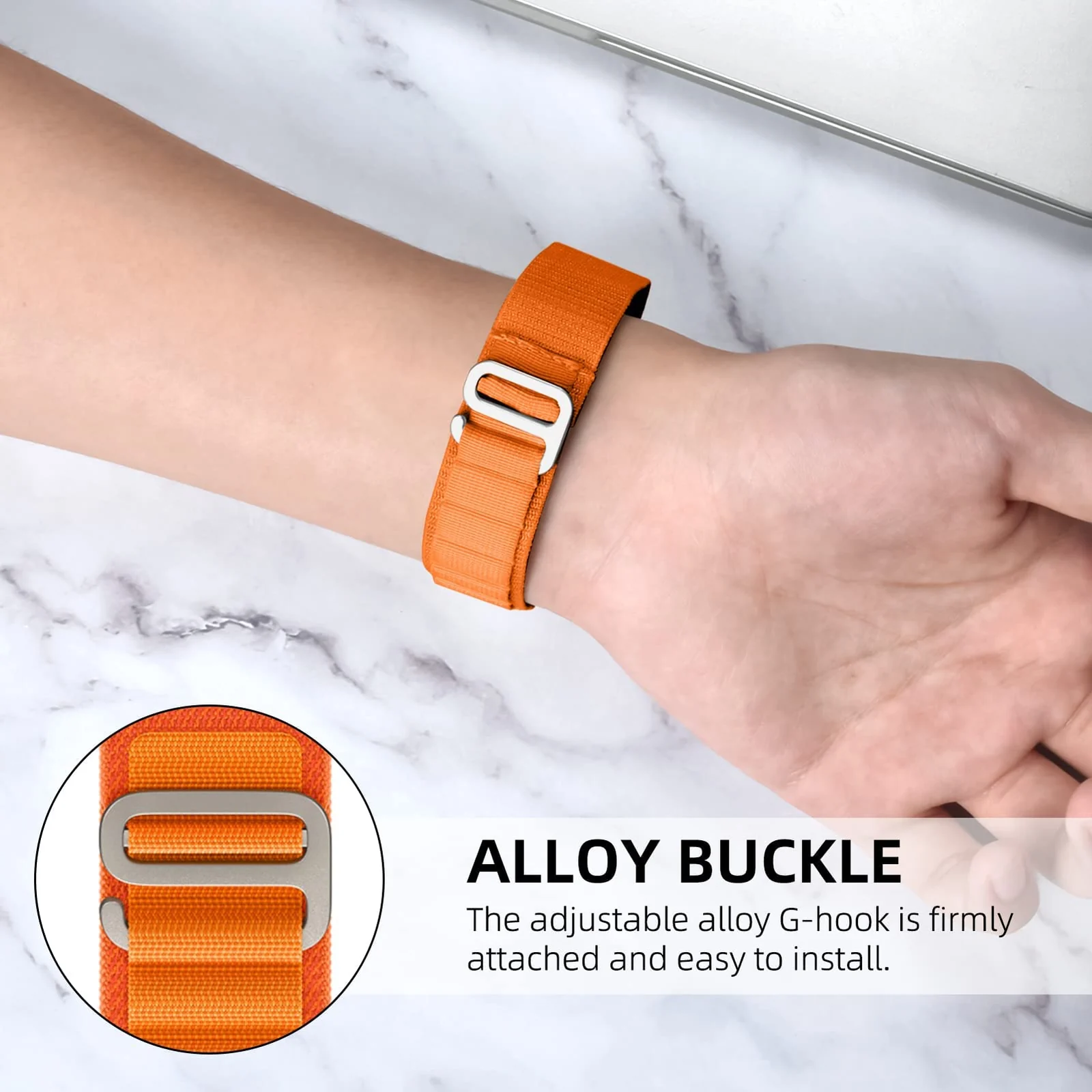 DL3 Mobilak Alpine Loop Band Sport Nylon 22MM For Samsung Galaxy Watch 3 45mm/Watch 46mm/Gear S3/Huawei watch GT4 46MM/GT3 46MM/Watch 3&4/Watch 3&4 Pro/GT2E/GT2 Pro/GT2 46MM/Amazfit GTR 2/2e/3/3 Pro/4 - Orange