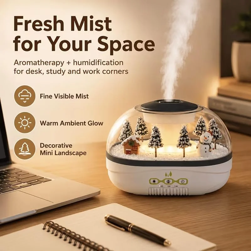 MOBIGON Raindrop Aroma Diffuser 400ML Humidifier | Quiet operation, 2/4H Timer, Warm Night Light, Fine Mist, Creative Micro Landscape Design, Auto Shut-Off for Office Home, Bedroom,Yoga,Meditation - Style-2
