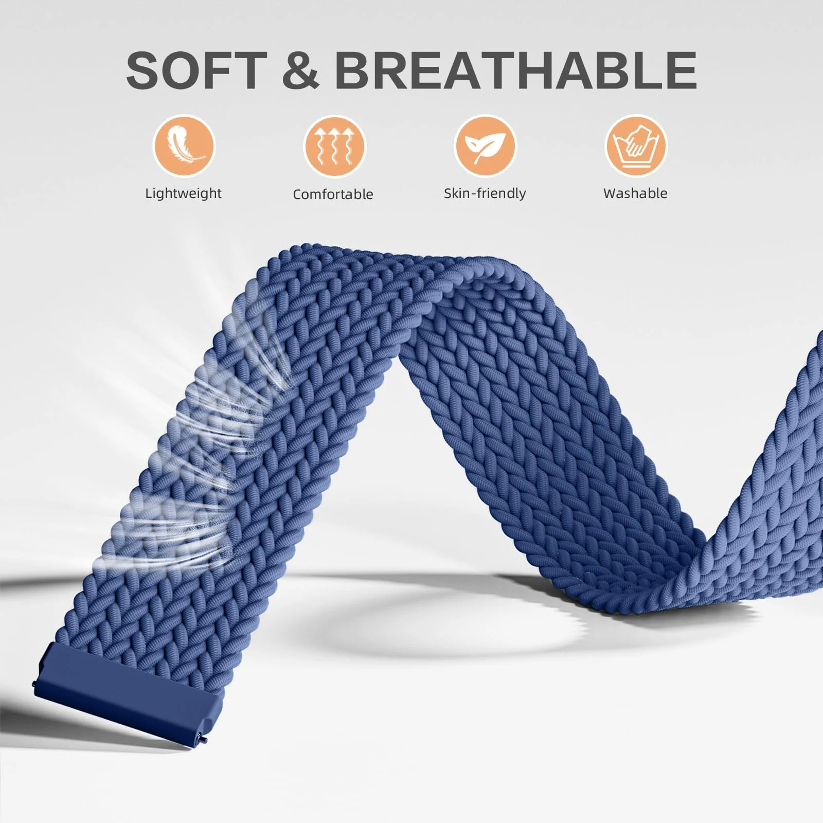 DL3 MOBILAK Band 20MM Nylon Braided Solo Loop Strap Compatible with Samsung Gear Sport/Watch 6/5/4 40mm 44mm/Watch 6 Classic 43mm 47mm/5 Pro 45mm/active 2 40mm 44mm (Small) - Blue