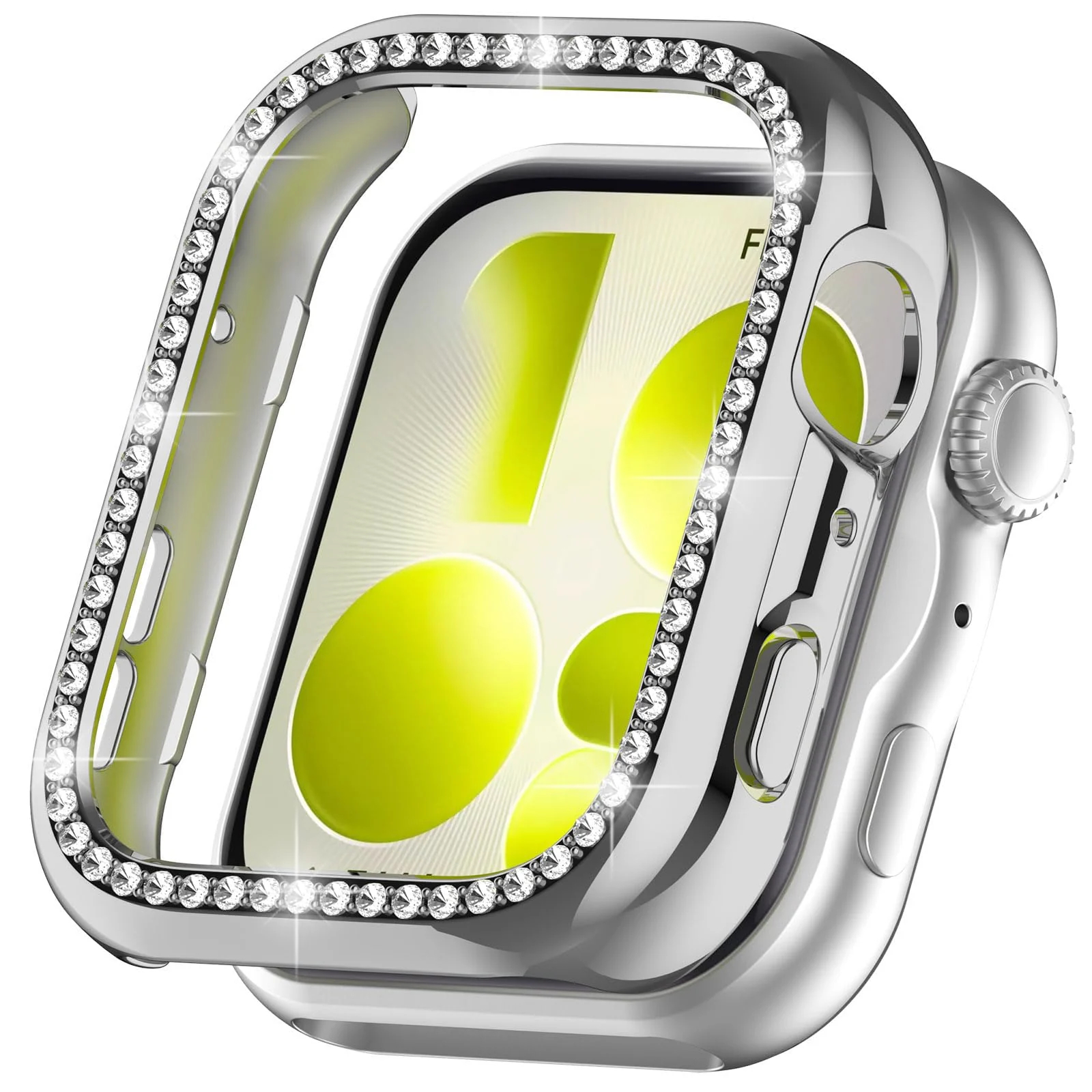 DL3 MOBILAK Crystal Bling Hard PC Watch Bumper for Huawei Watch Fit 5, Silver