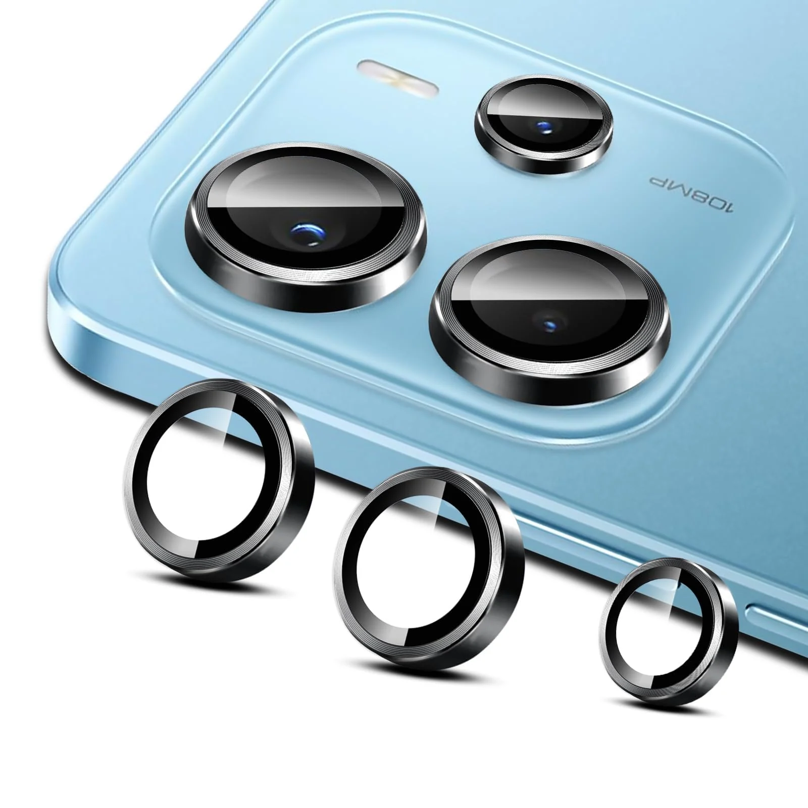 DL3 Mobilak Camera Lens Protector for Xiaomi Redmi Note 14 4G (Not 5G) Accessories, 9H Tempered Glass Metal Individual Ring Camera Cover Screen Protector, Case Friendly, Anti Scratch