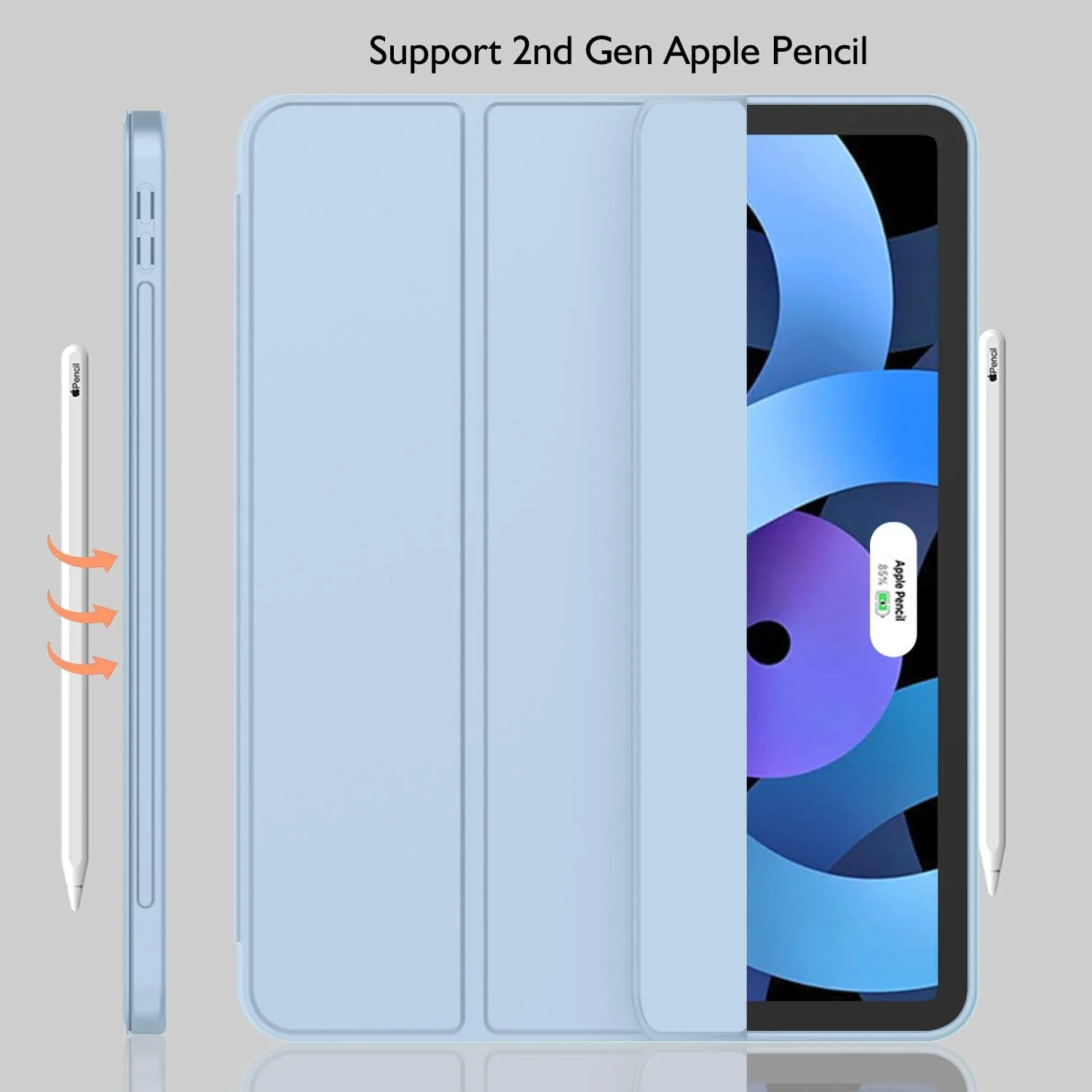 DL3 Mobilak iPad Air 11-Inch M2 (2024), iPad Air 5/4 (2022/2020 5th/4th 10.9-Inch) Case with Pencil Holder Full Body Protection + Charging Support Compatible with Apple Pencil (2nd - Sky Blue