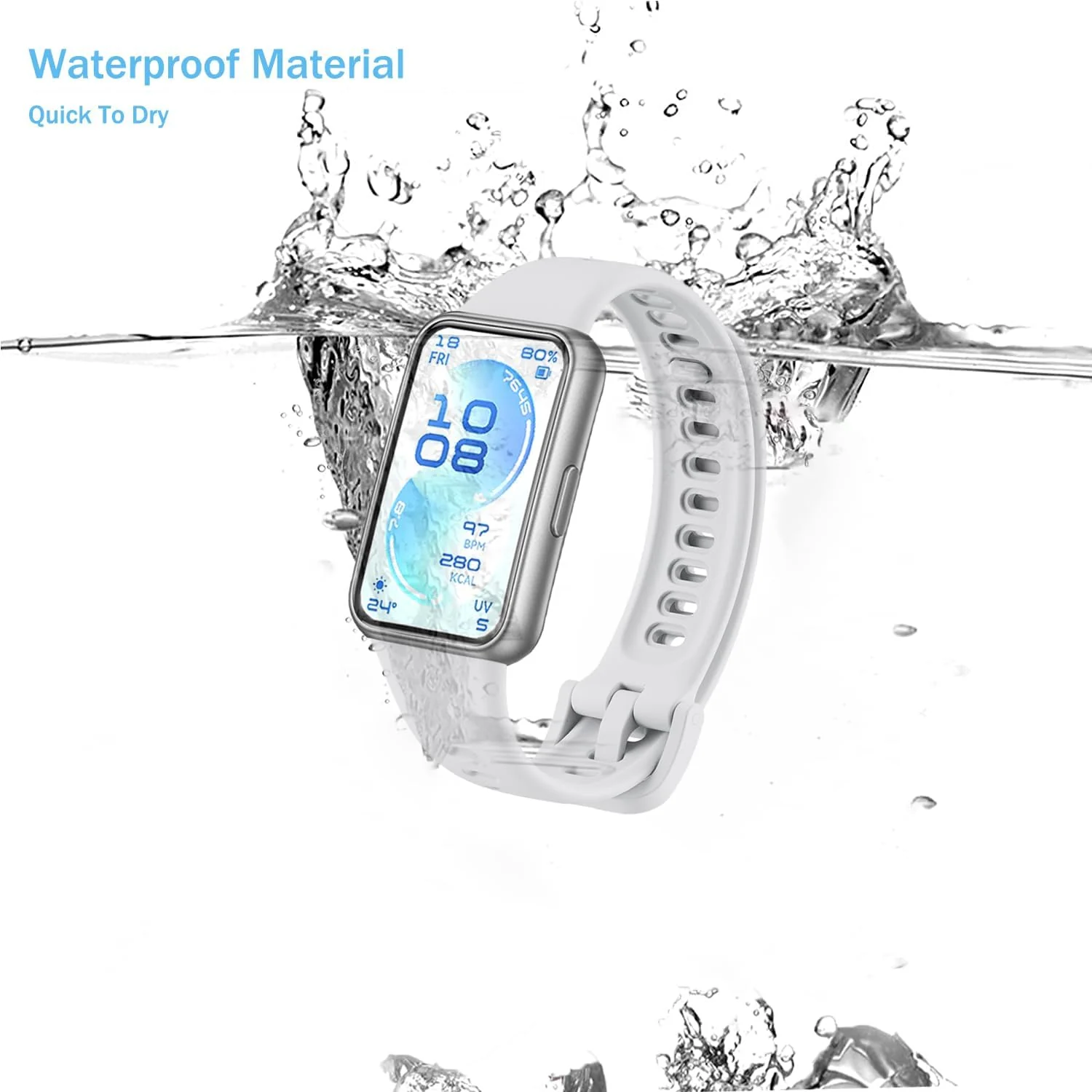 DL3 Mobilak Silicone Bracelet for Huawei Band 11/Band 11 Pro Strap, Soft Silicone Sport Band, Soft Breathable, for Huawei Band11/11 Pro Adjustable Replacement Strap - White