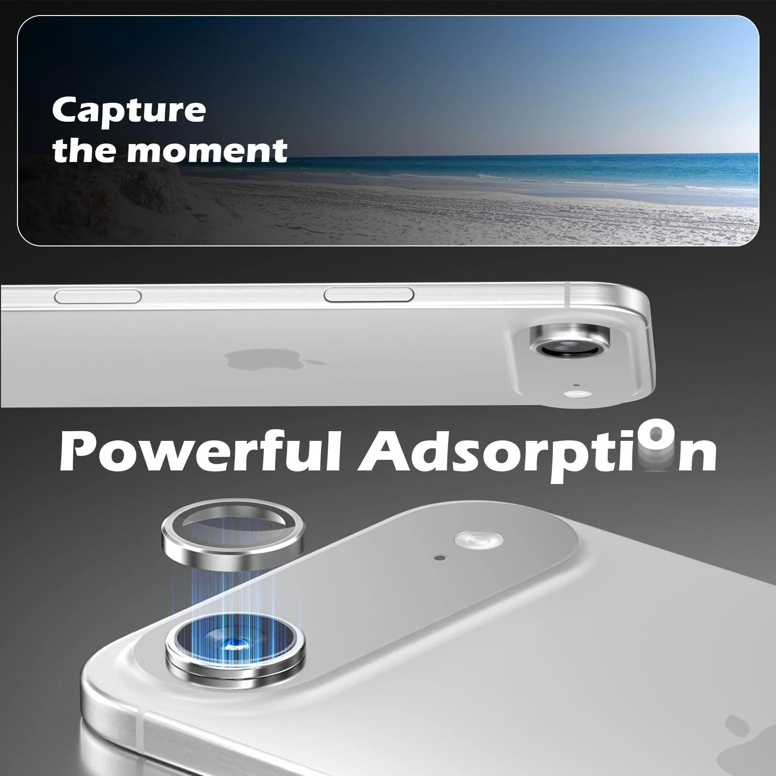 DL3 Mobilak Camera Lens Protector for iPhone Air / 17 Air 6.5-Inch Accessories, 9H Tempered Glass Metal Individual Ring Camera Cover Screen Protector, Case Friendly, Anti Scratch - Silver